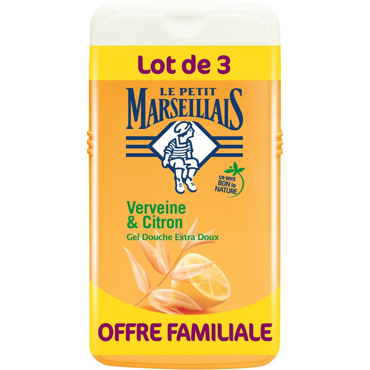 LE PETIT MARSEILLAIS Gel douche extra doux verveine et citron 3x250ml