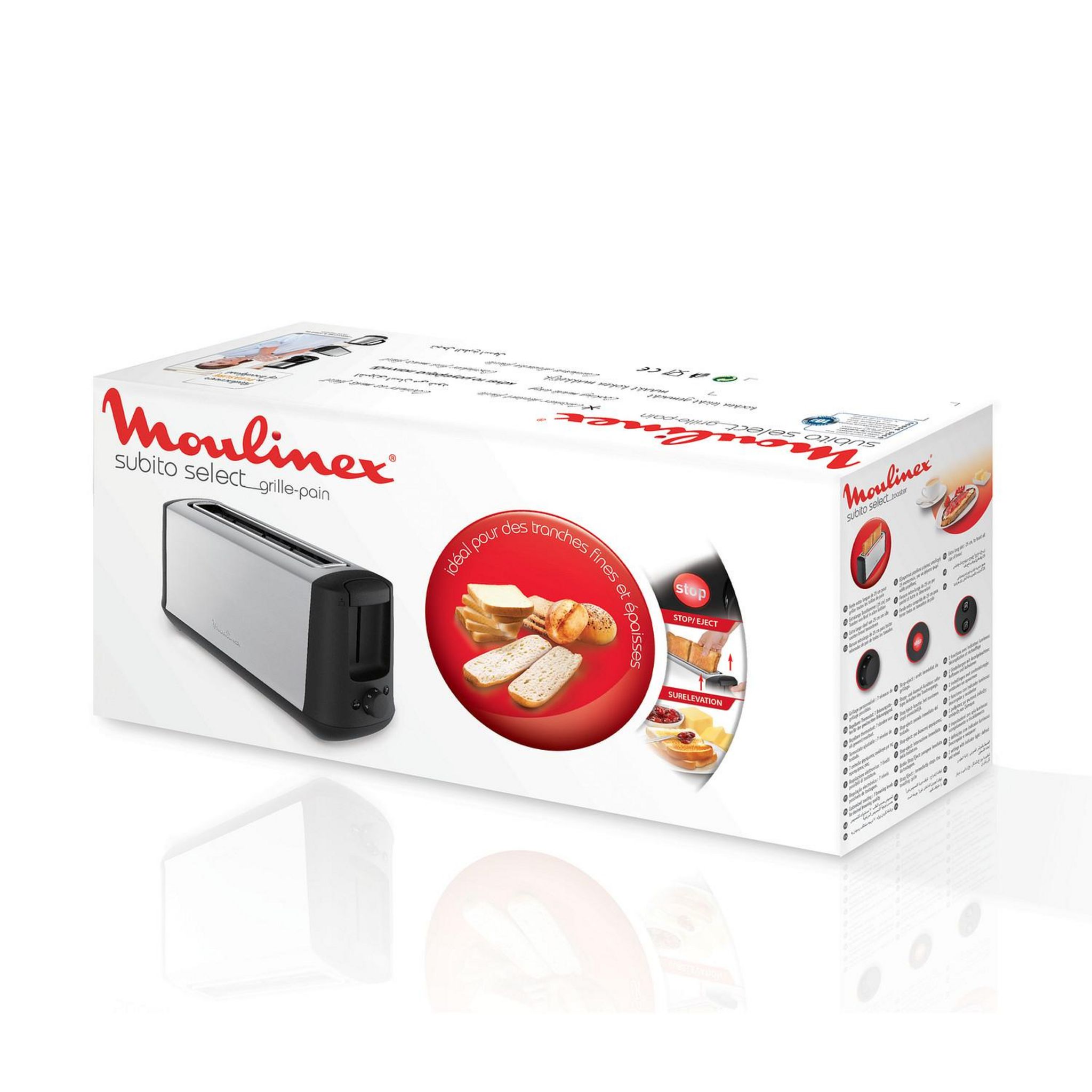 Voir la diapositive 8 : MOULINEX Grille pain Subito Select Longue Fente Inox LS340811