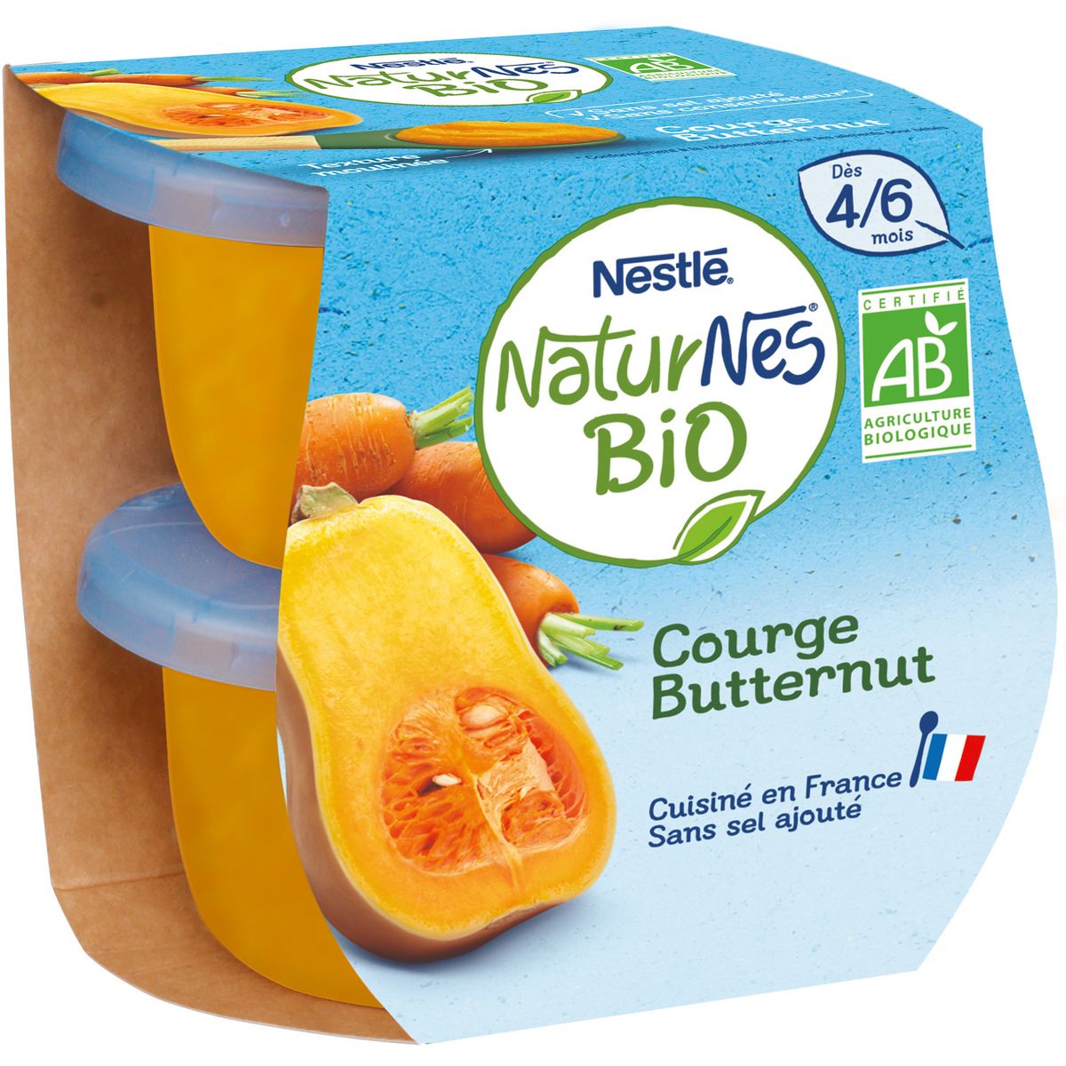 NESTLE Naturnes bio bol courge butternut dès 4 mois 2x130g
