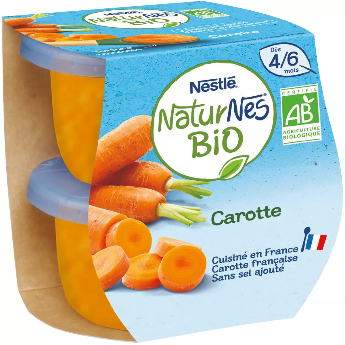 NESTLE Naturnes bio bol à la carotte dès 4 mois 2x130g