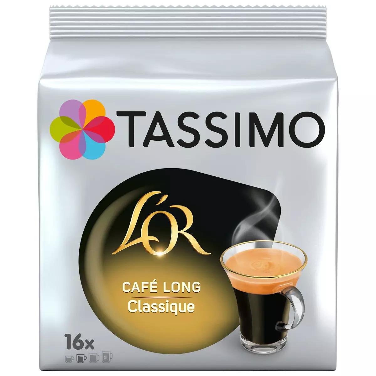 TASSIMO Dosettes de café L'Or café long classique 16 dosettes 104g