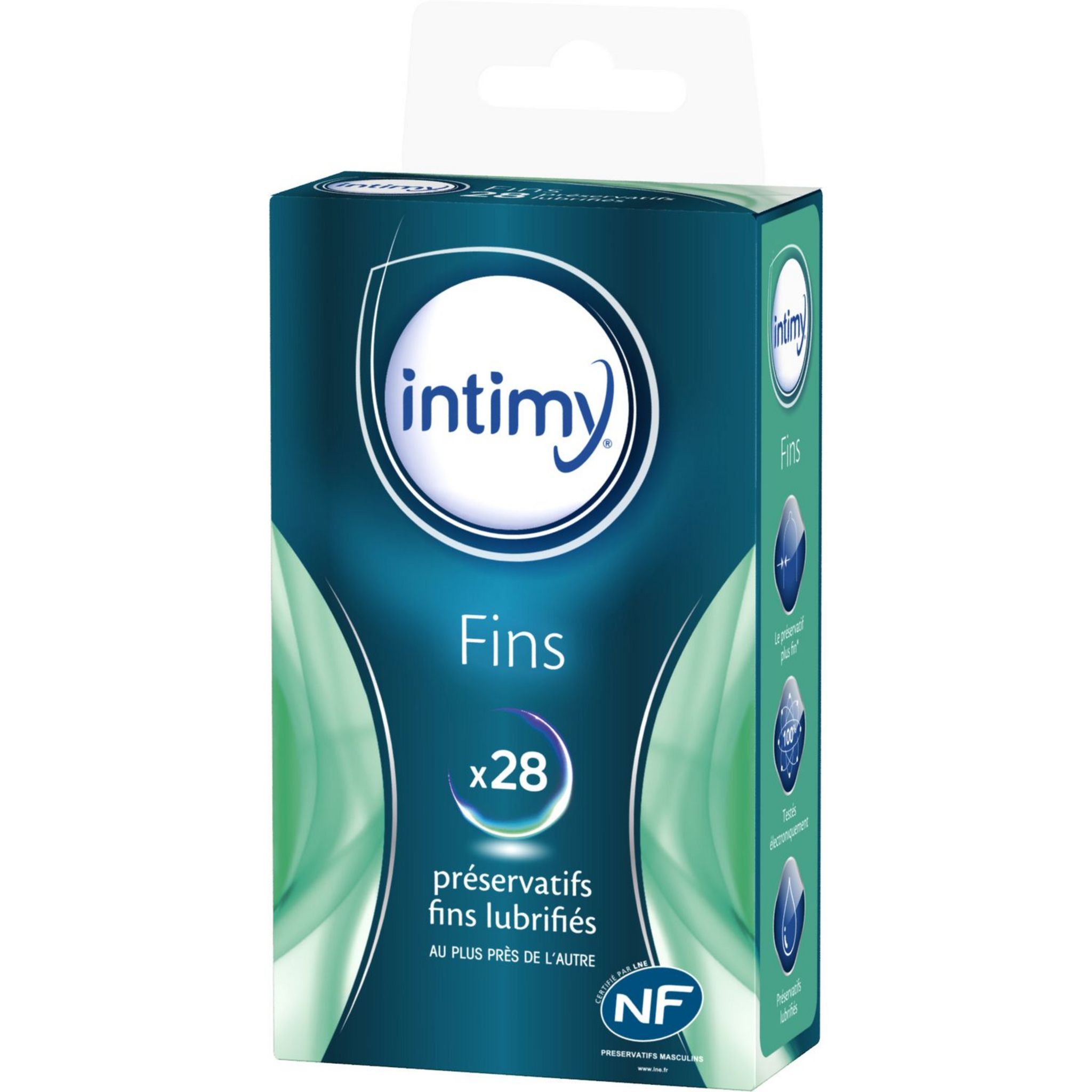 Voir la diapositive 2 : INTIMY Préservatifs fins lubrifiés 28 préservatifs