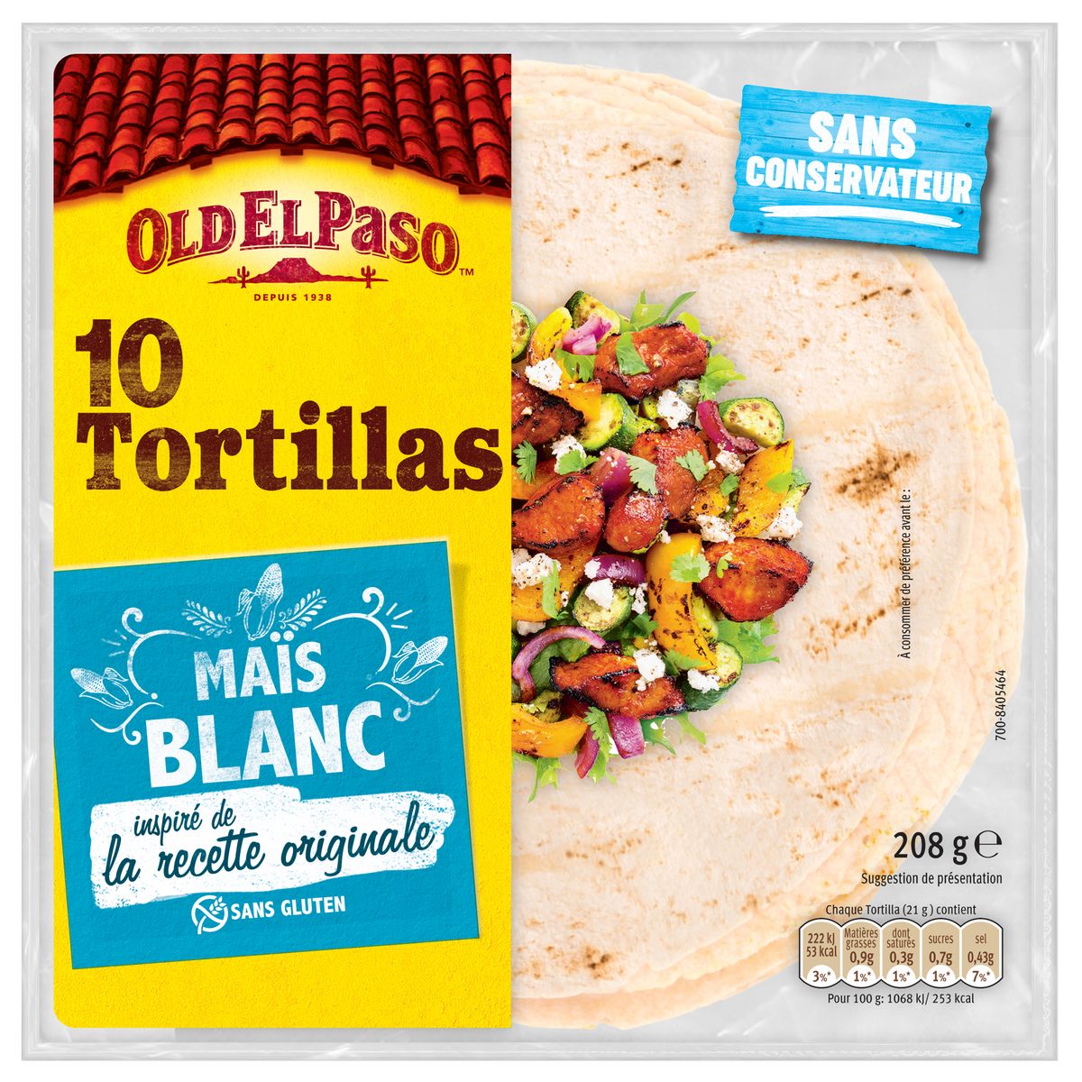 OLD EL PASO Tortillas de maïs blanc sans gluten 10 tortillas 208g
