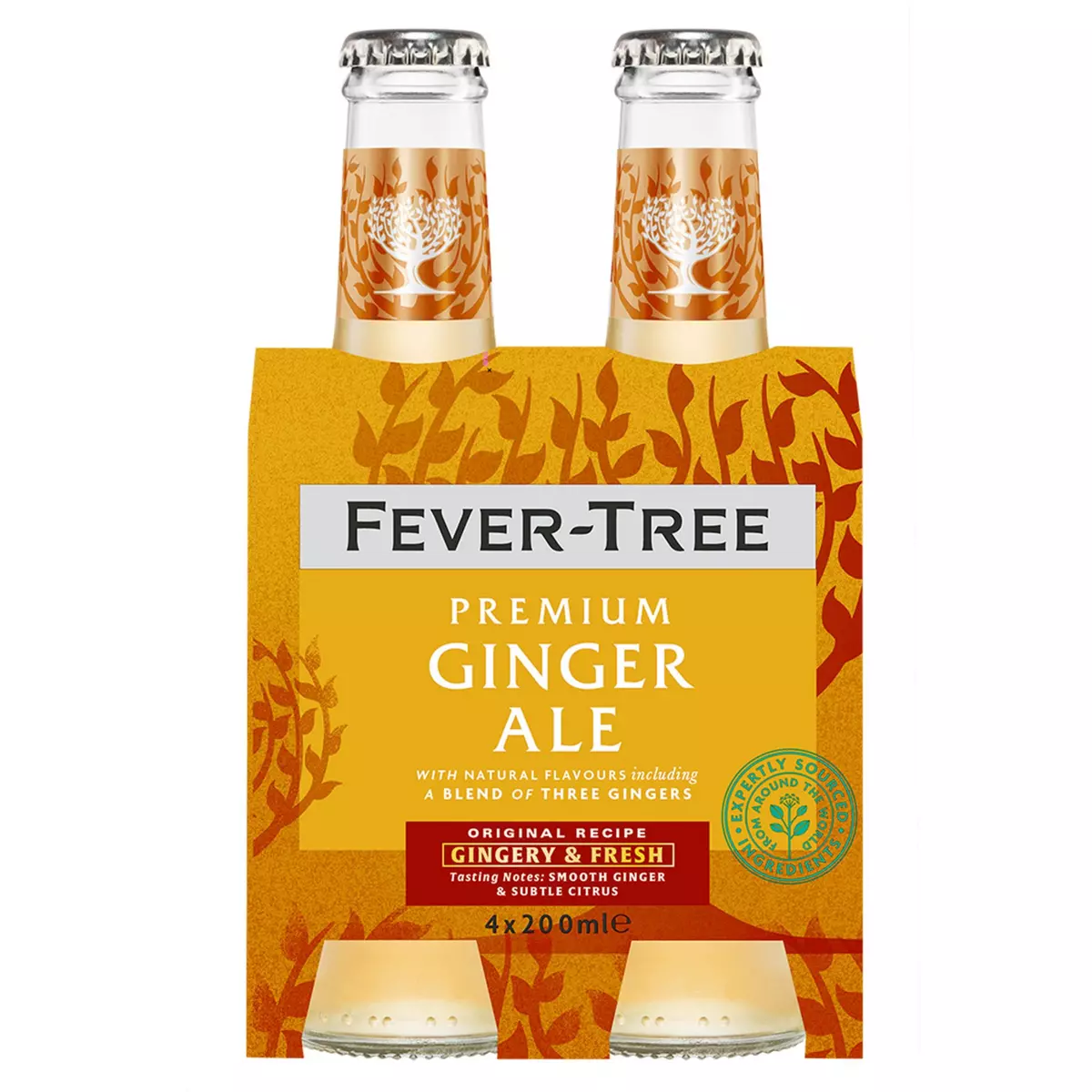 FEVER TREE Boisson ginger ale premium mixer bouteilles 4x20cl
