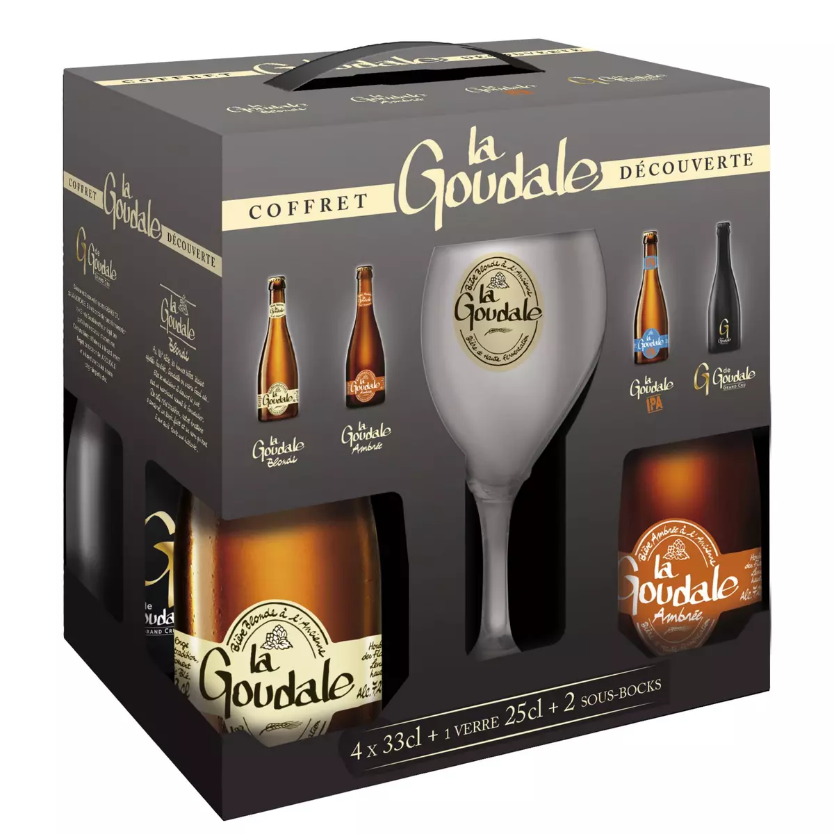 GOUDALE Coffret bières dégustation bouteilles +1 verre 4x33cl