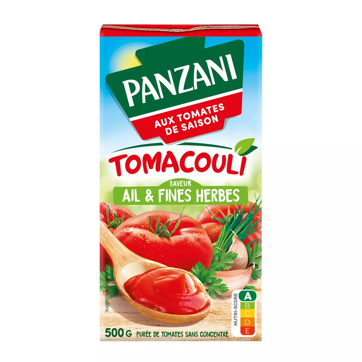 PANZANI Tomacouli Purée de tomates ail & fines herbes en brique 500g