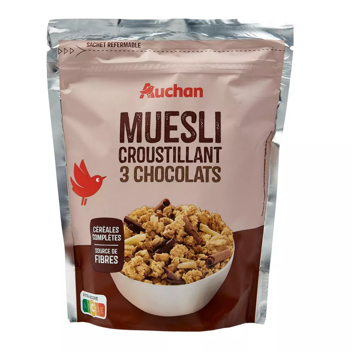 AUCHAN Muesli croustillant 3 chocolats 450g