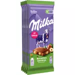 MILKA Tablette de chocolat au lait et noisettes entières 5 pièces 5x100g