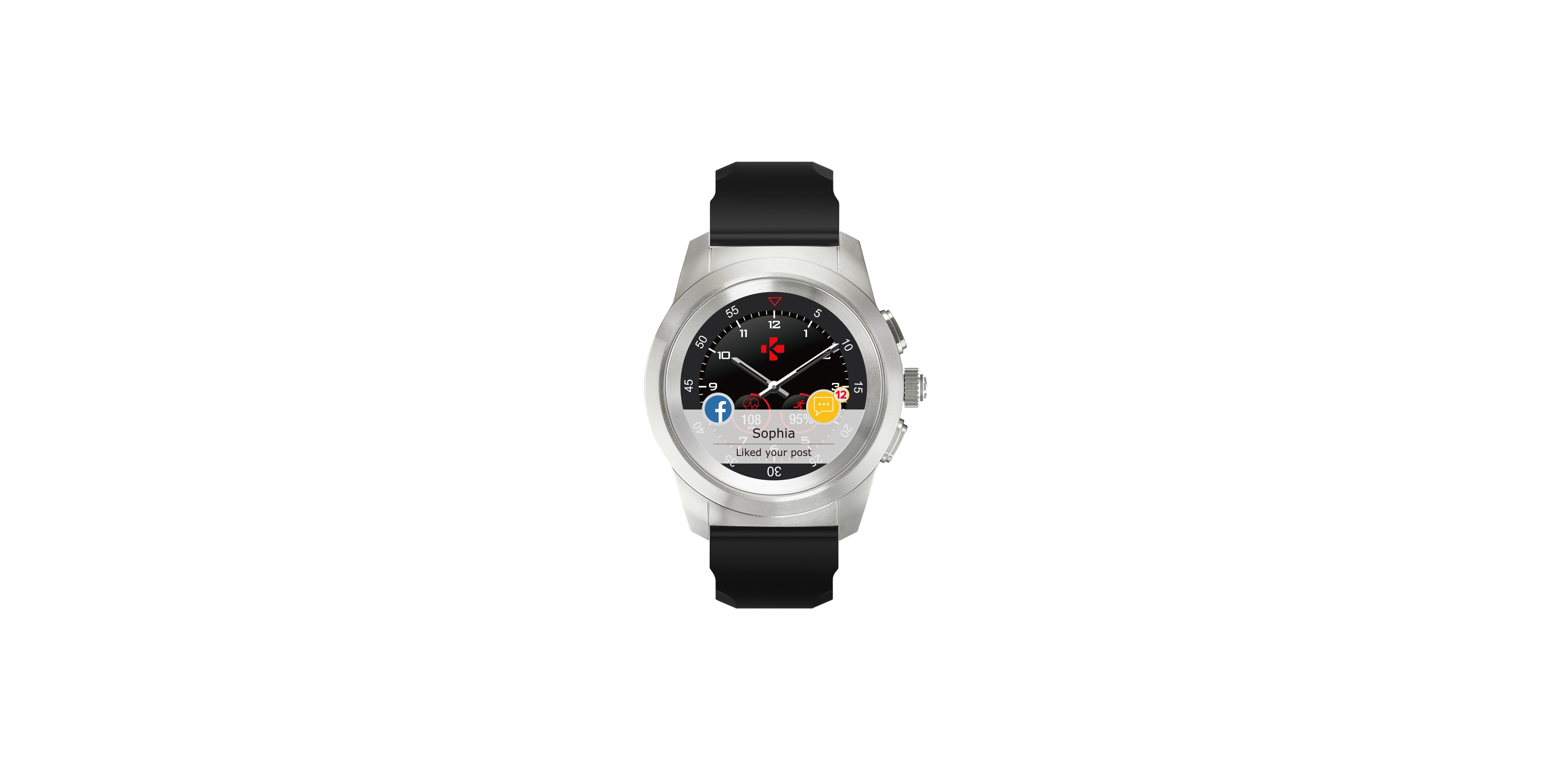 Voir la diapositive 2 : KRONOZ Montre connectée - Hybride ZeTime - Bluetooth - Noir - Taille L