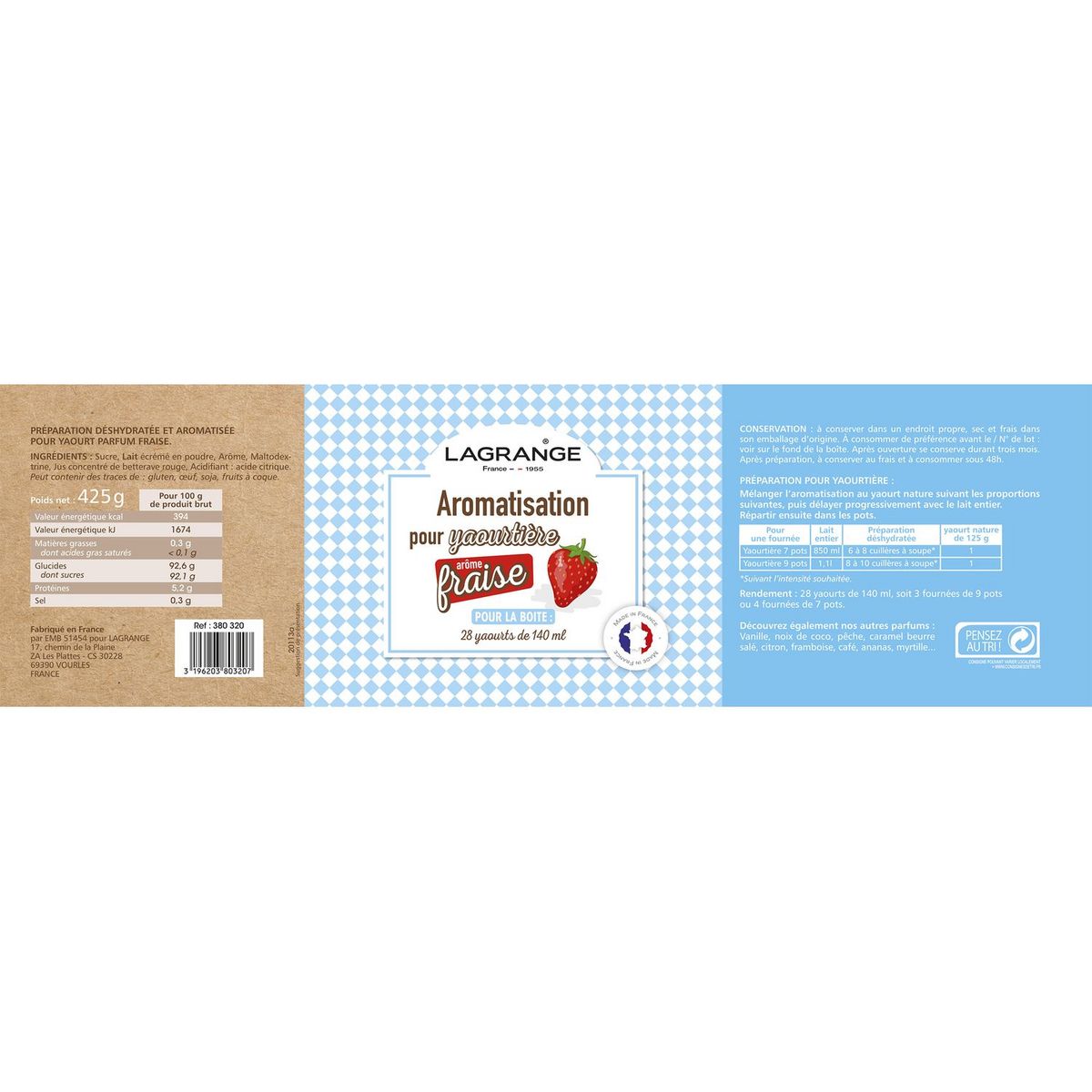 LAGRANGE Arôme pour yaourt parfum Fraise - 380320
