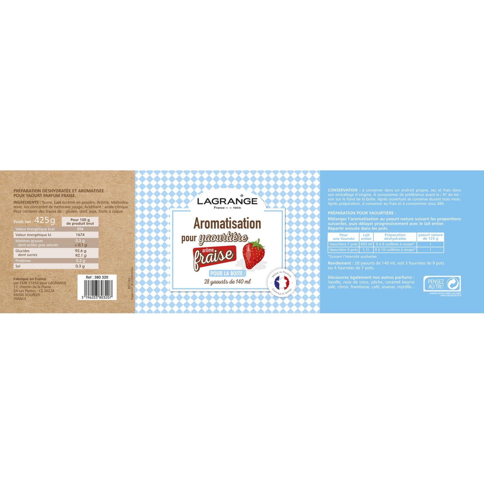 Voir la diapositive 3 : LAGRANGE Arôme pour yaourt parfum Fraise - 380320