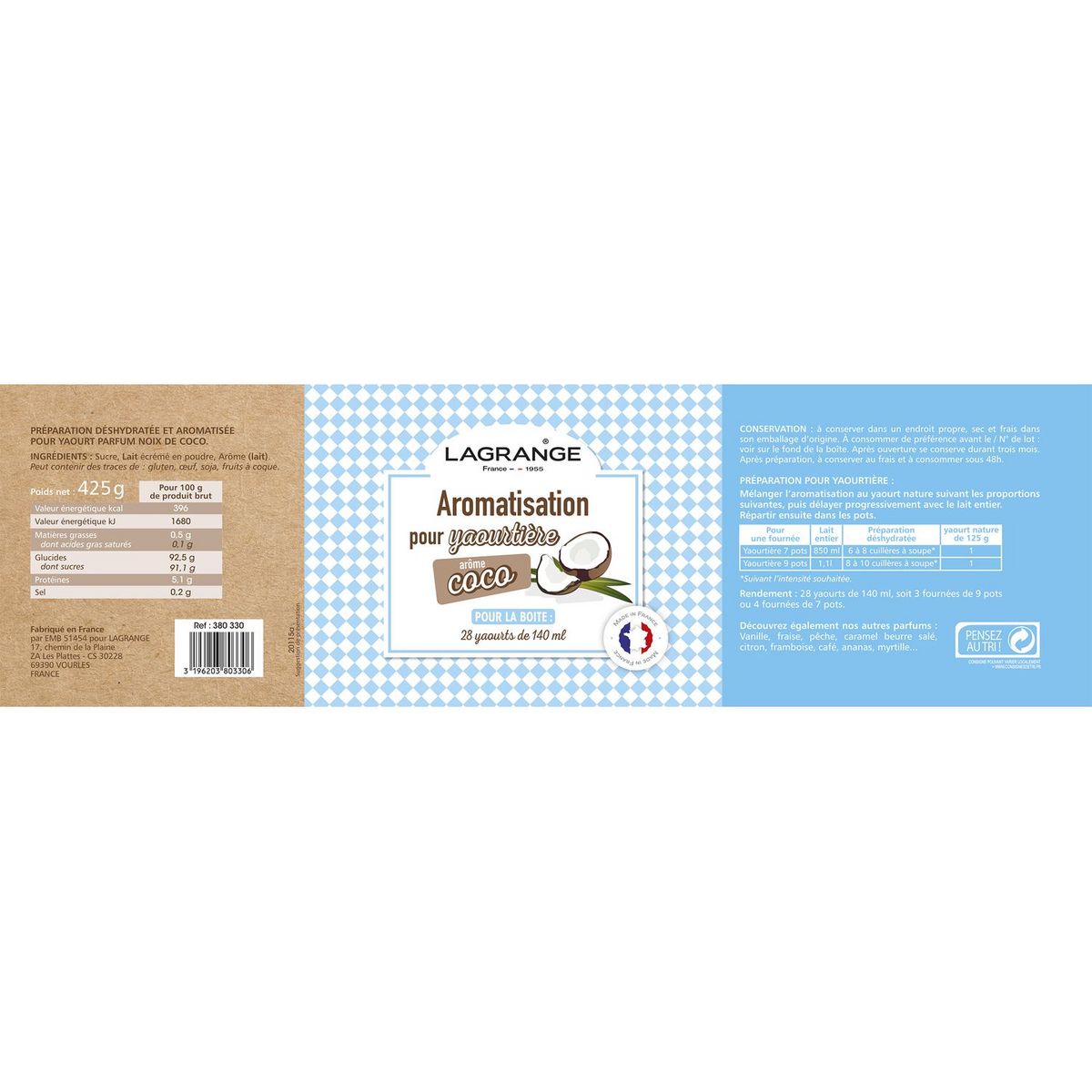 LAGRANGE Arôme pour yaourt  parfum Coco - 380330
