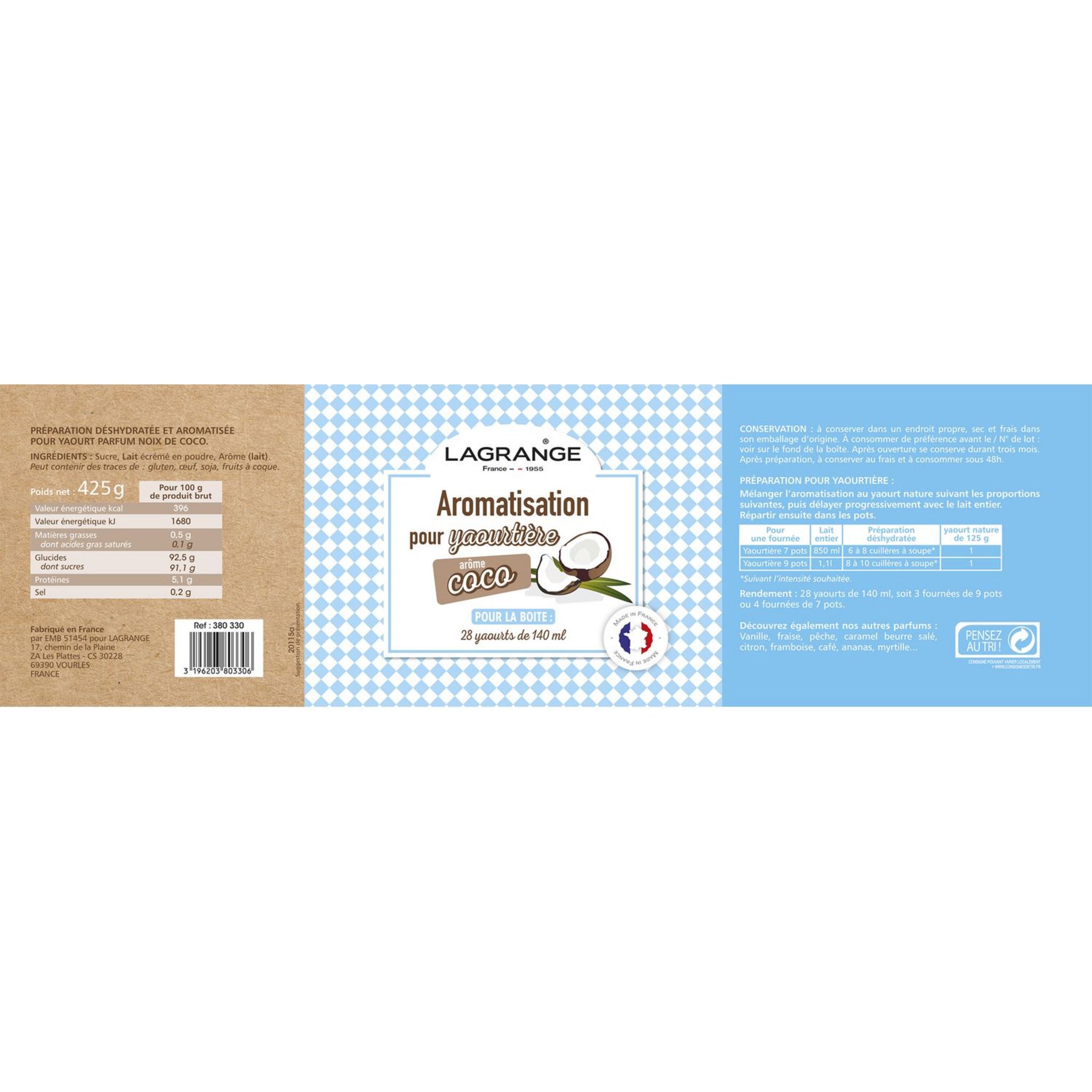 Voir la diapositive 2 : LAGRANGE Arôme pour yaourt  parfum Coco - 380330