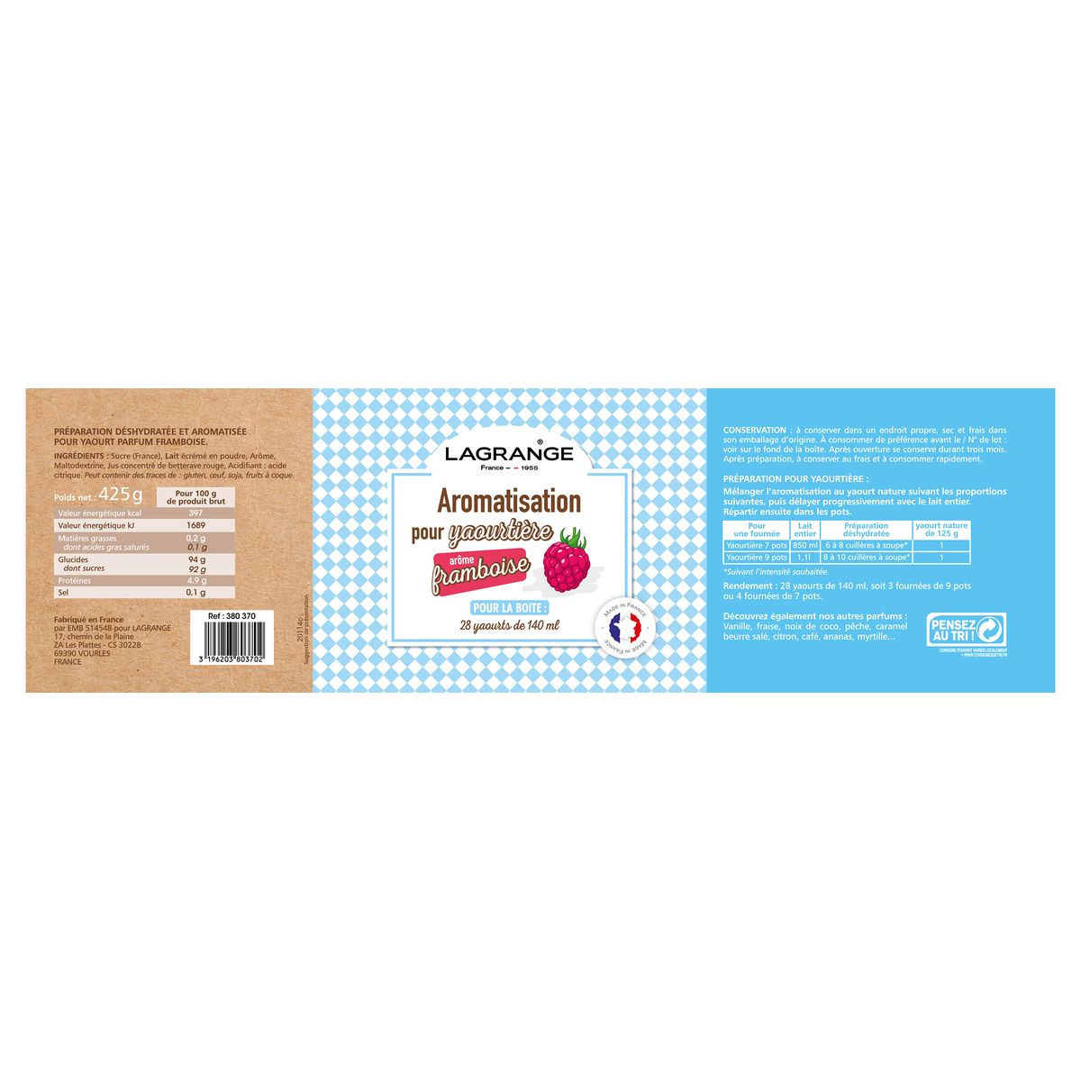 Voir la diapositive 2 : LAGRANGE Arôme pour yaourt parfum Framboise - 380370