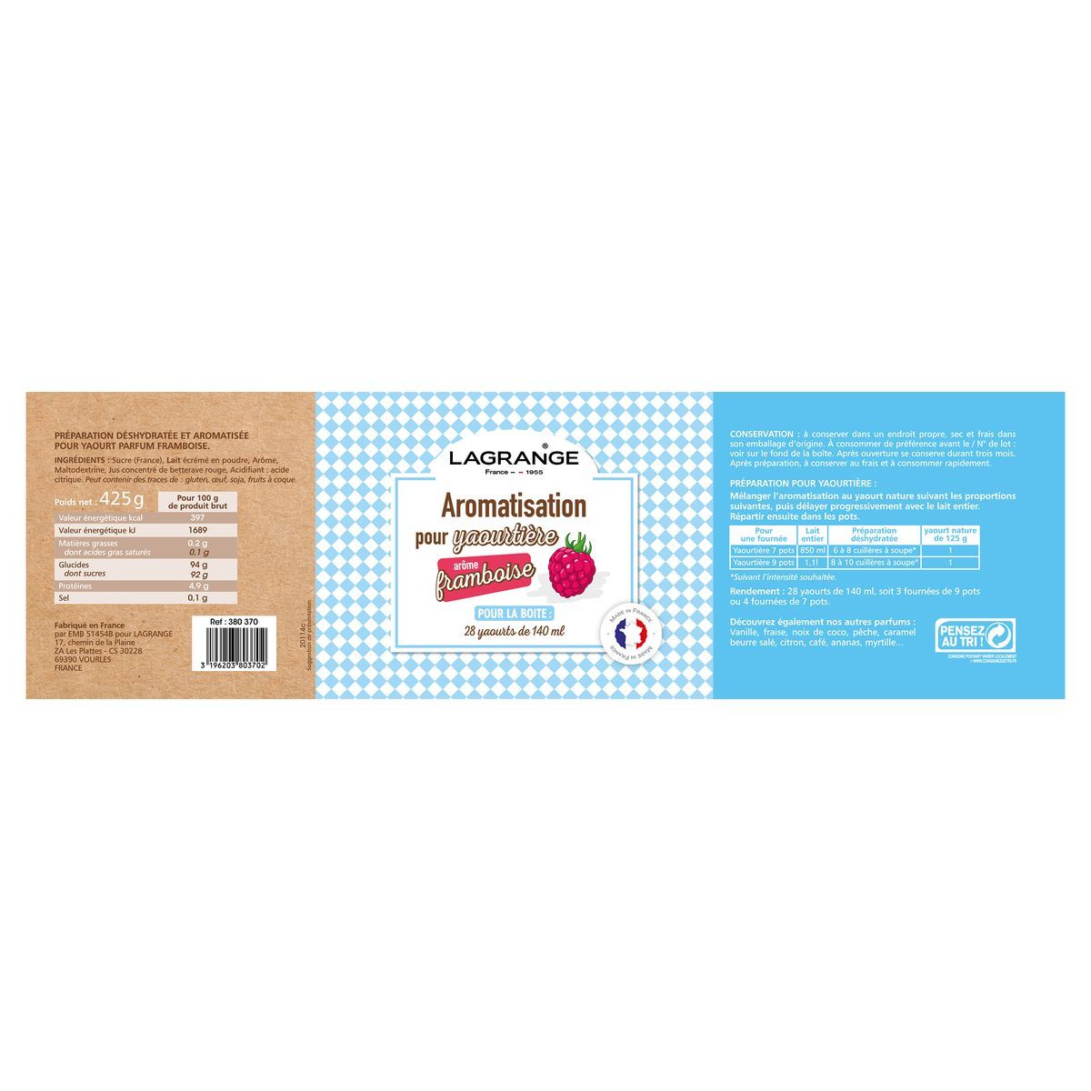 LAGRANGE Arôme pour yaourt parfum Framboise - 380370