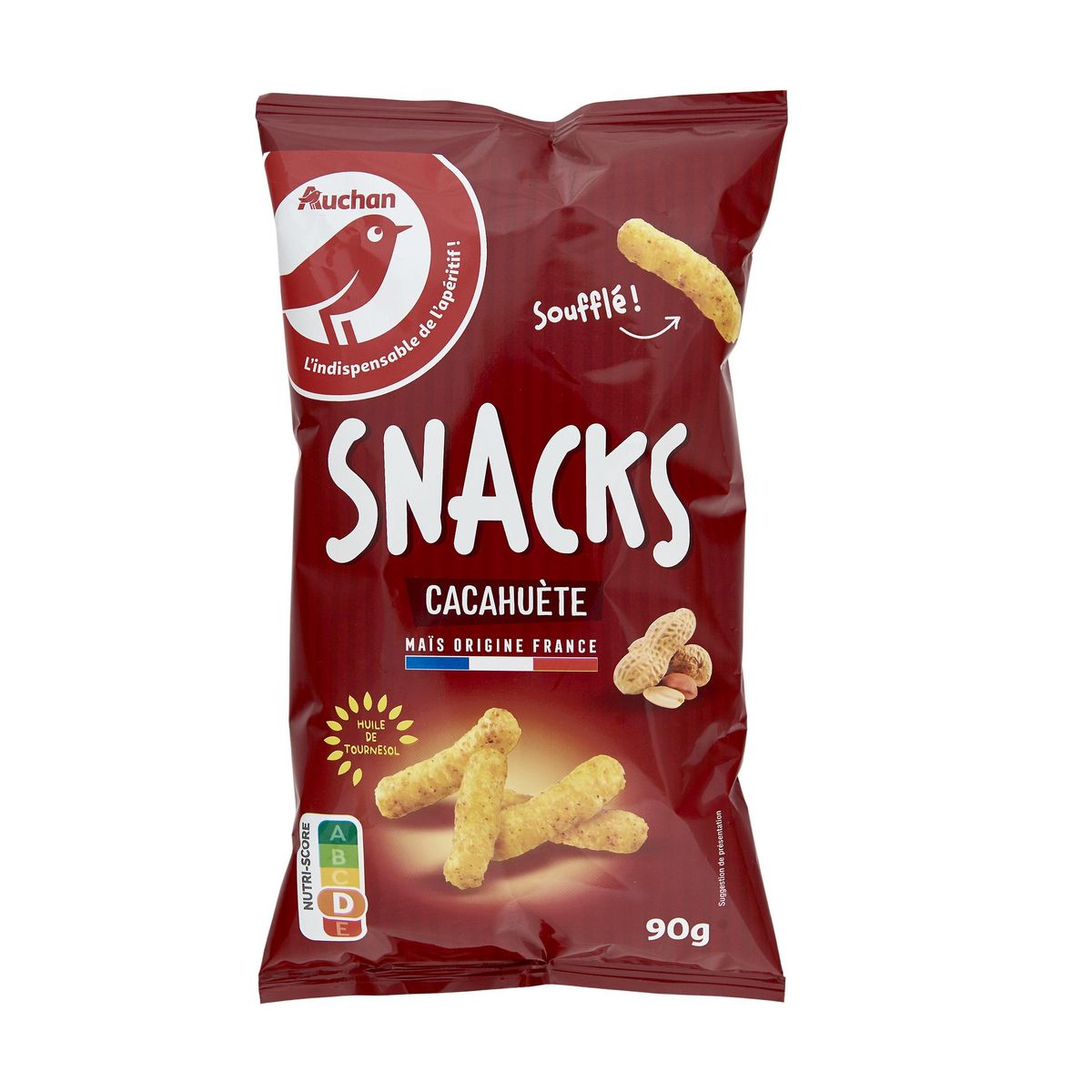 AUCHAN Biscuits soufflés apéritif saveur cacahuète 90g