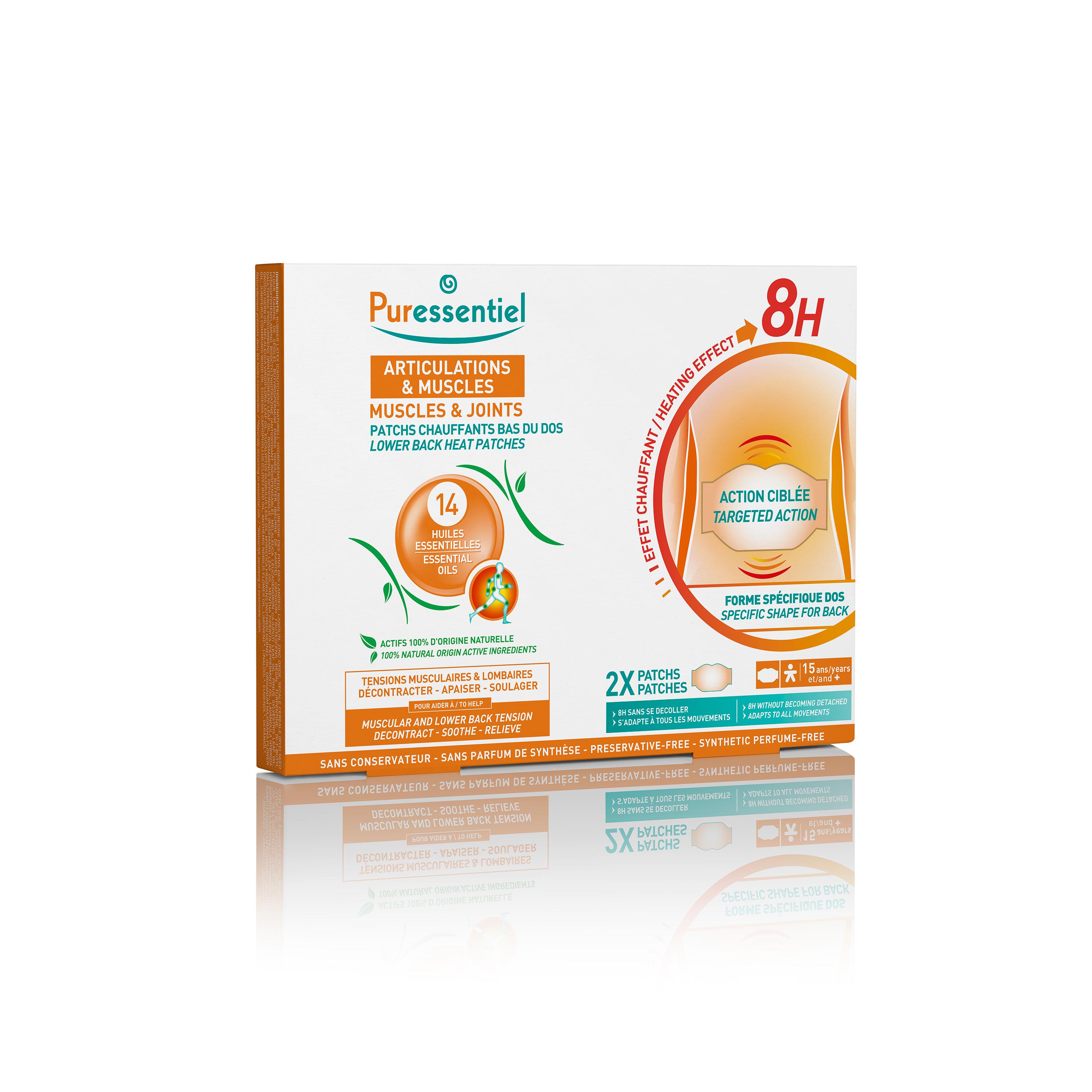 PURESSENTIEL Patches chauffants bas du dos muscles et joints 2 patchs