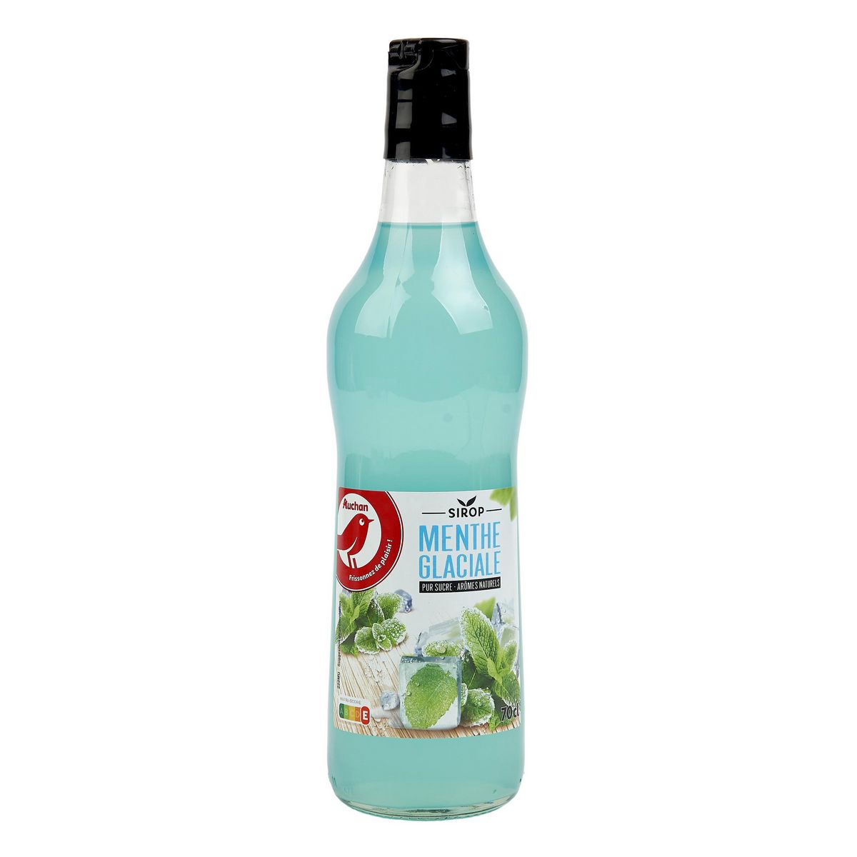 AUCHAN Sirop de menthe glaciale bouteille verre 70cl