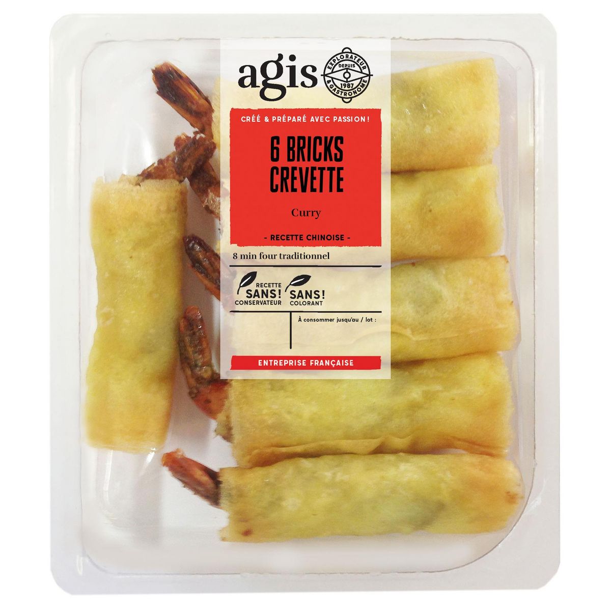 AGIS Collection d'Asie Brick de crevettes au curry 6 pièces 120g