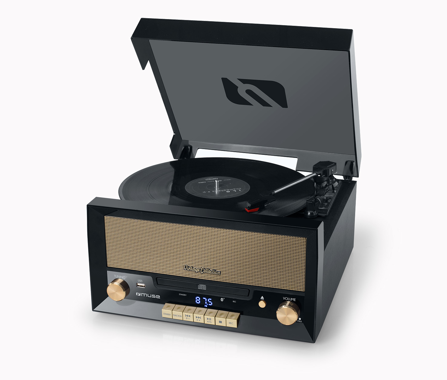 Voir la diapositive 2 : MUSE MT 110 B - Platine vinyle vintage - Noir