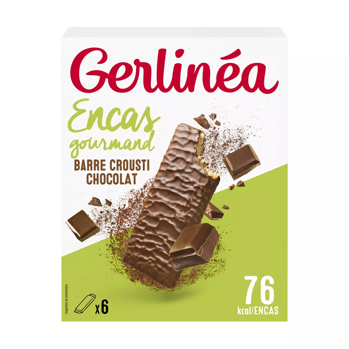 GERLINEA Biscuits encas minceur crousti chocolat sans sucres ajoutés 6 biscuits 102g