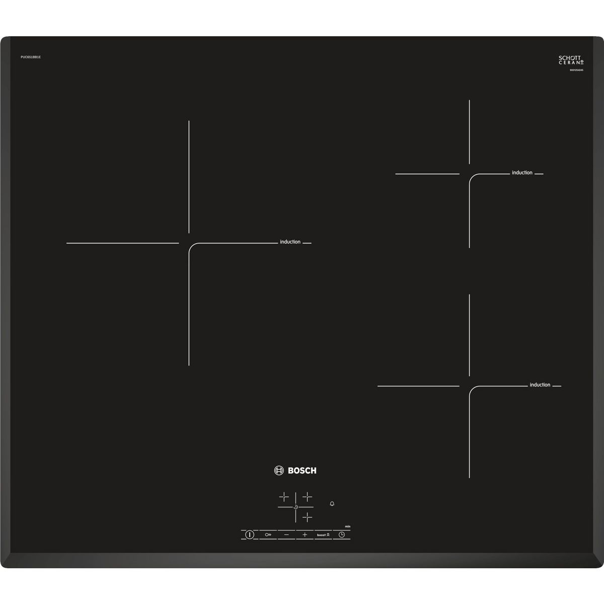 BOSCH Table de cuisson à induction PUC651BB1E, 60 cm, 3 Foyers