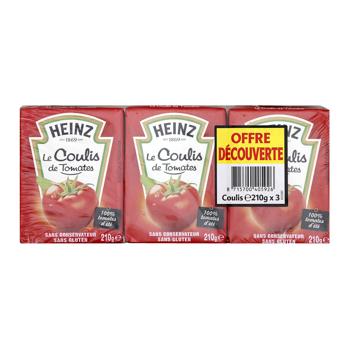HEINZ Coulis de tomates en briques lot de 3 3x210g