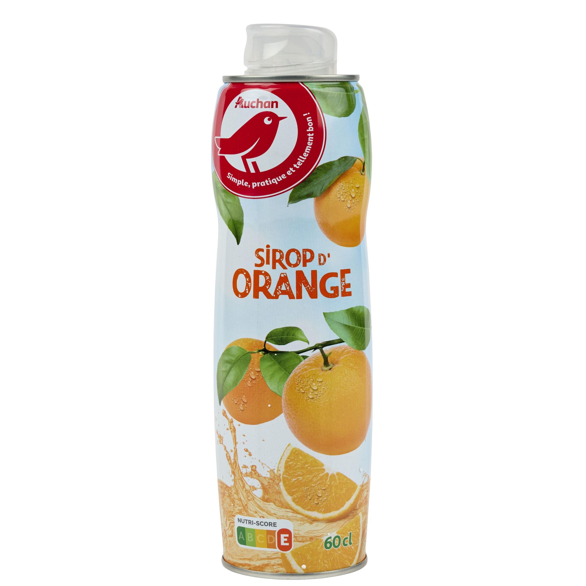Voir la diapositive 3 : AUCHAN Sirop d'orange bidon métal 60cl