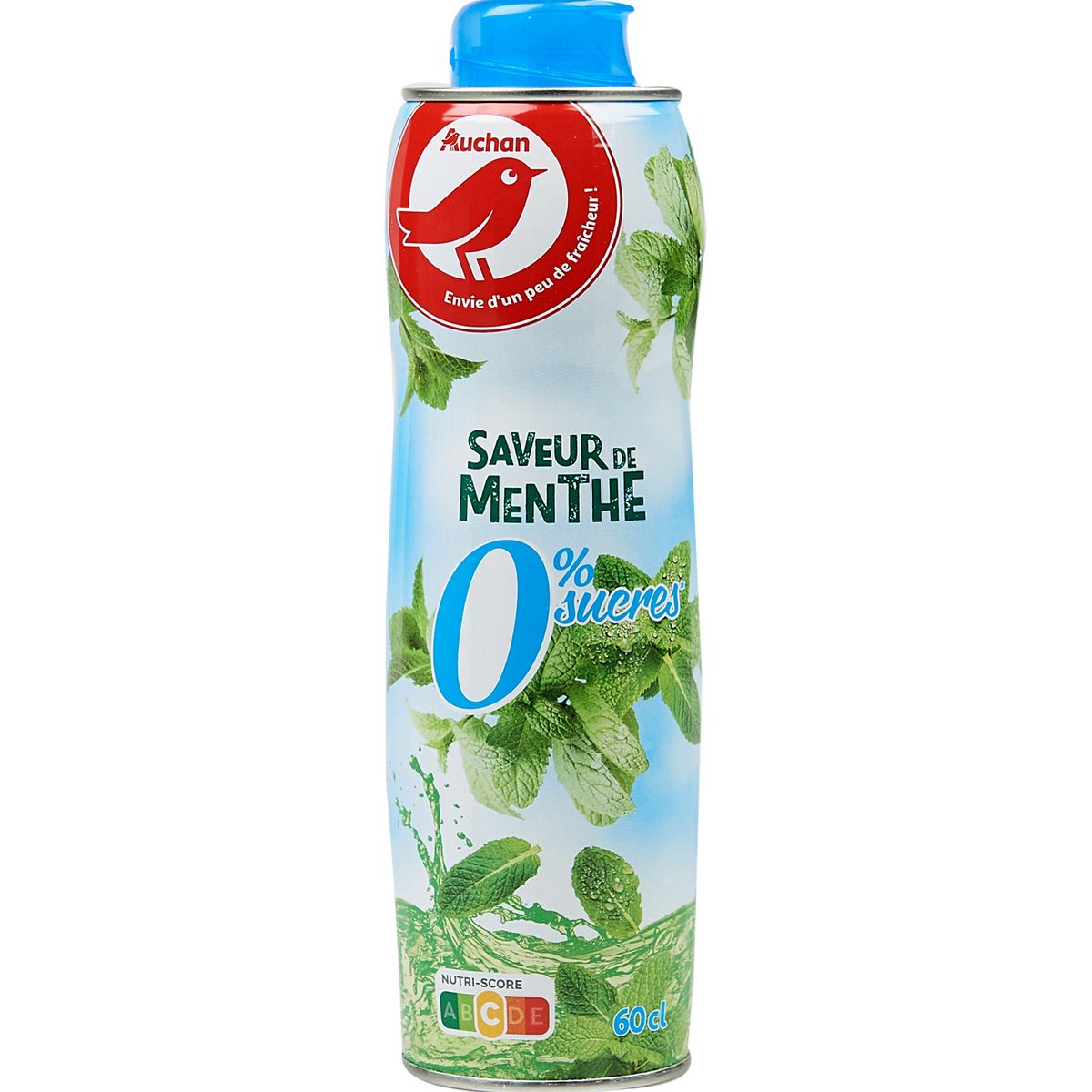 AUCHAN Sirop de menthe verte 0% de sucre bidon métal 60cl