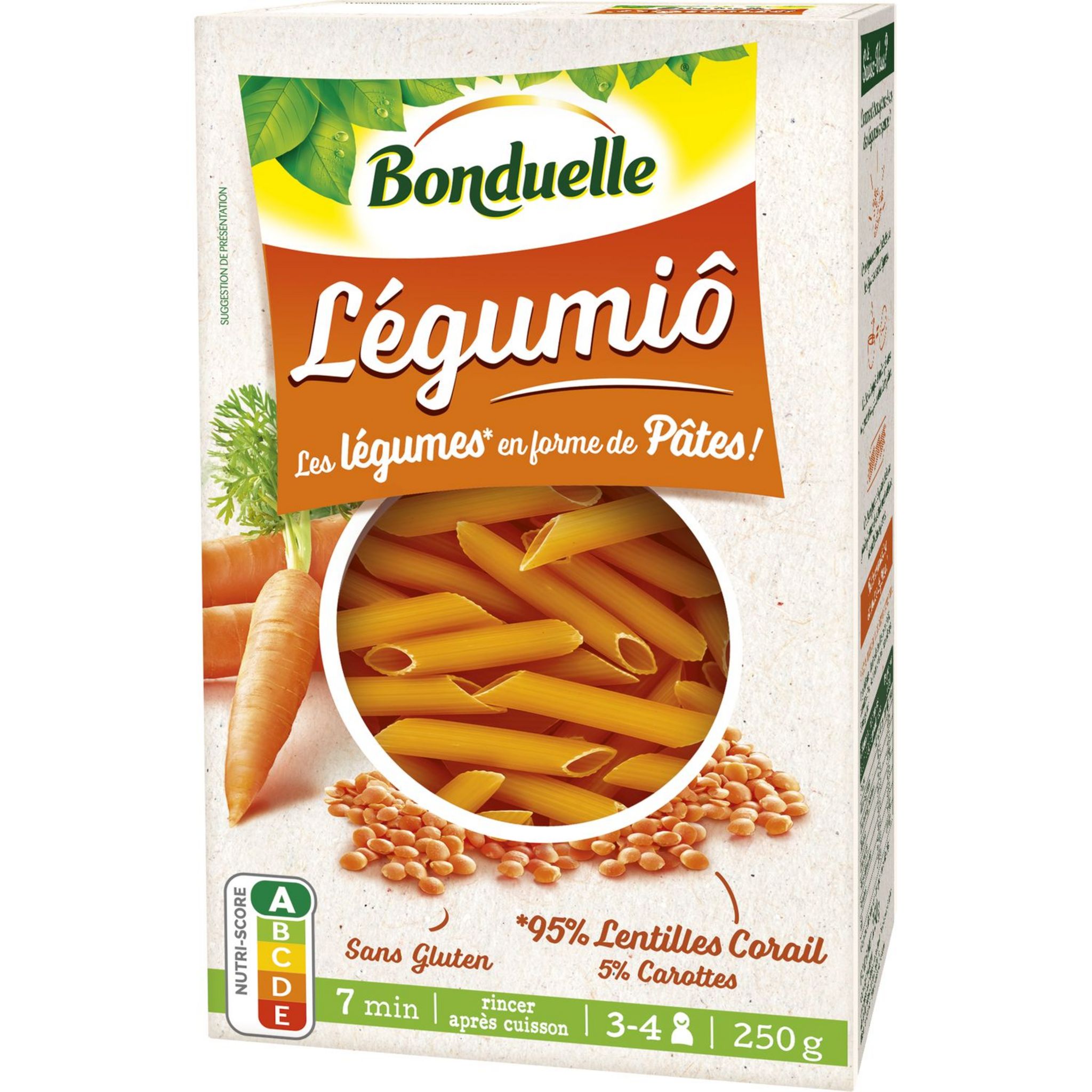 BONDUELLE Légumiô pâtes de lentilles corail carottes sans gluten 250g