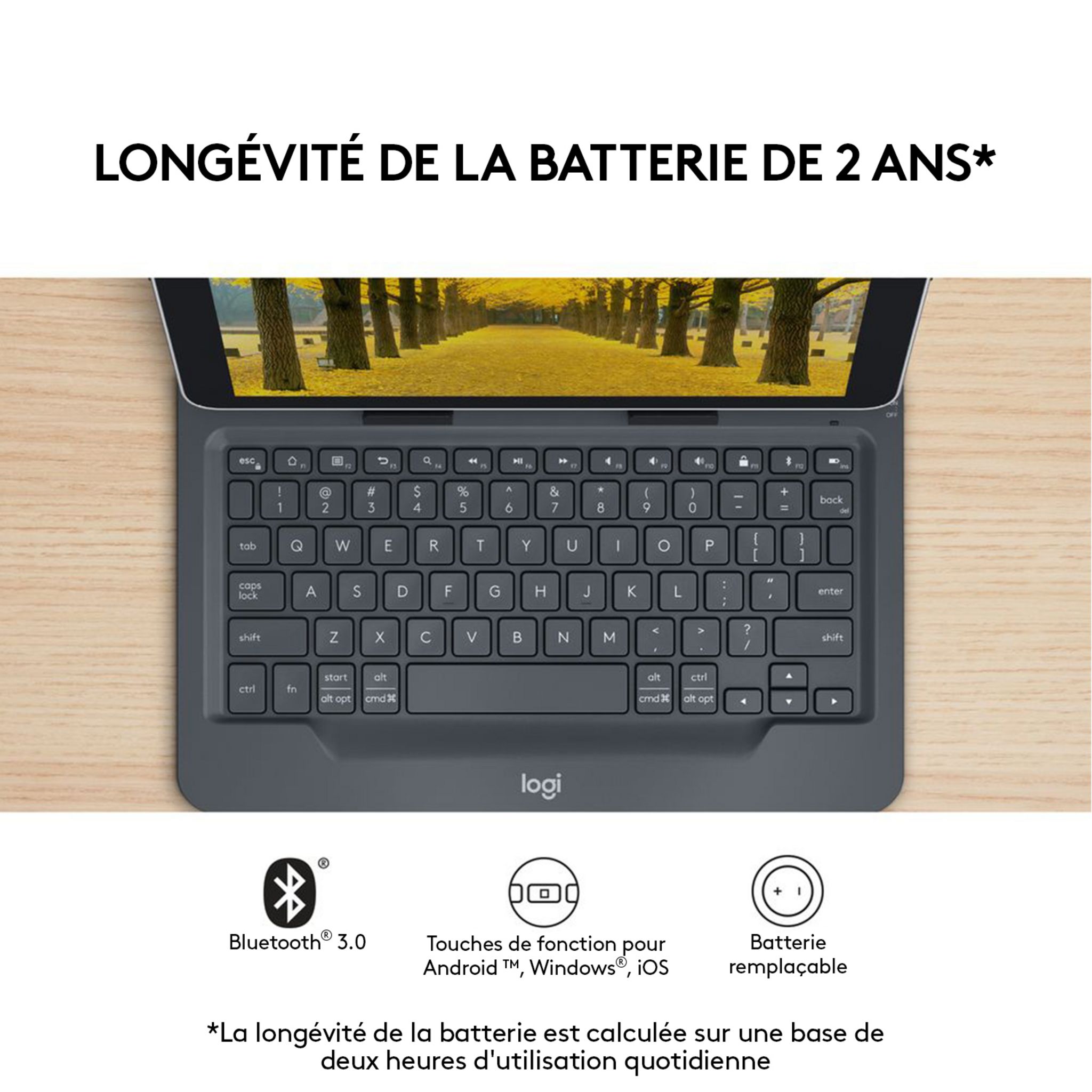 Voir la diapositive 3 : LOGITECH Étui Clavier Universal Folio pour tablettes 9 à 10 pouces