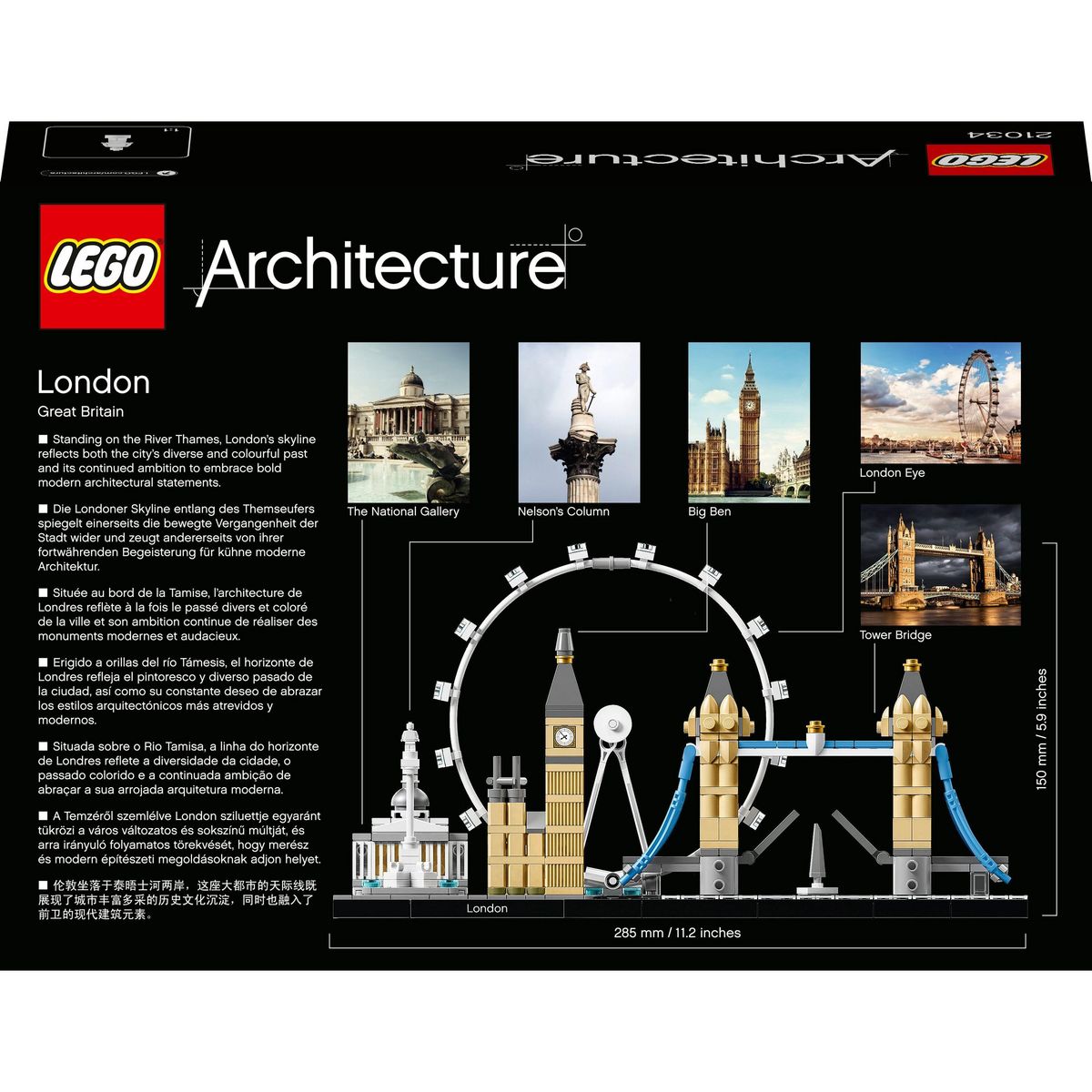 LEGO LEGO Architecture 21034 Londres, Ensemble de Construction pour Adultes