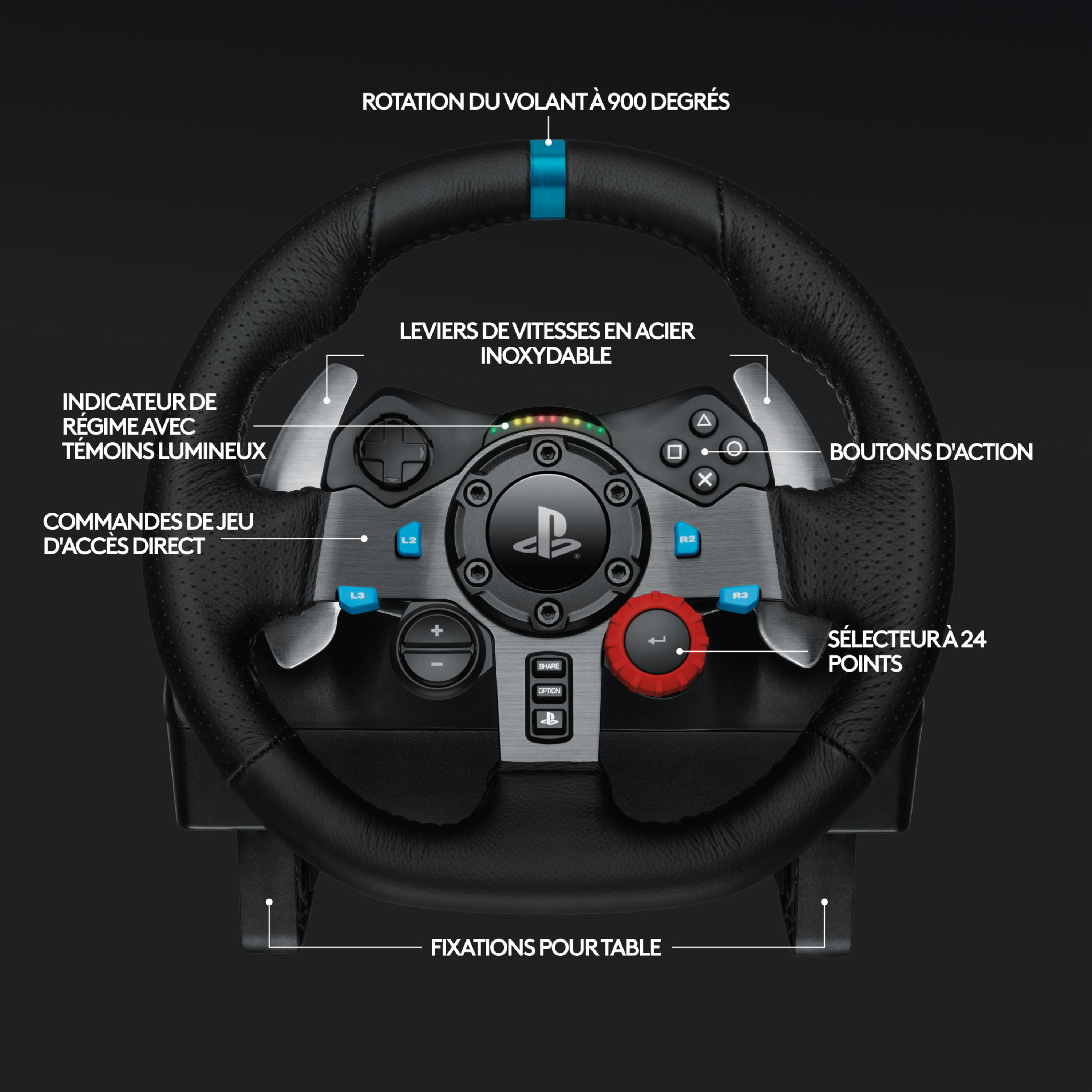 Voir la diapositive 6 : LOGITECH Volant de Course avec Pédales G29 DRIVING FORCE pour PS5, PS4, PC, Mac