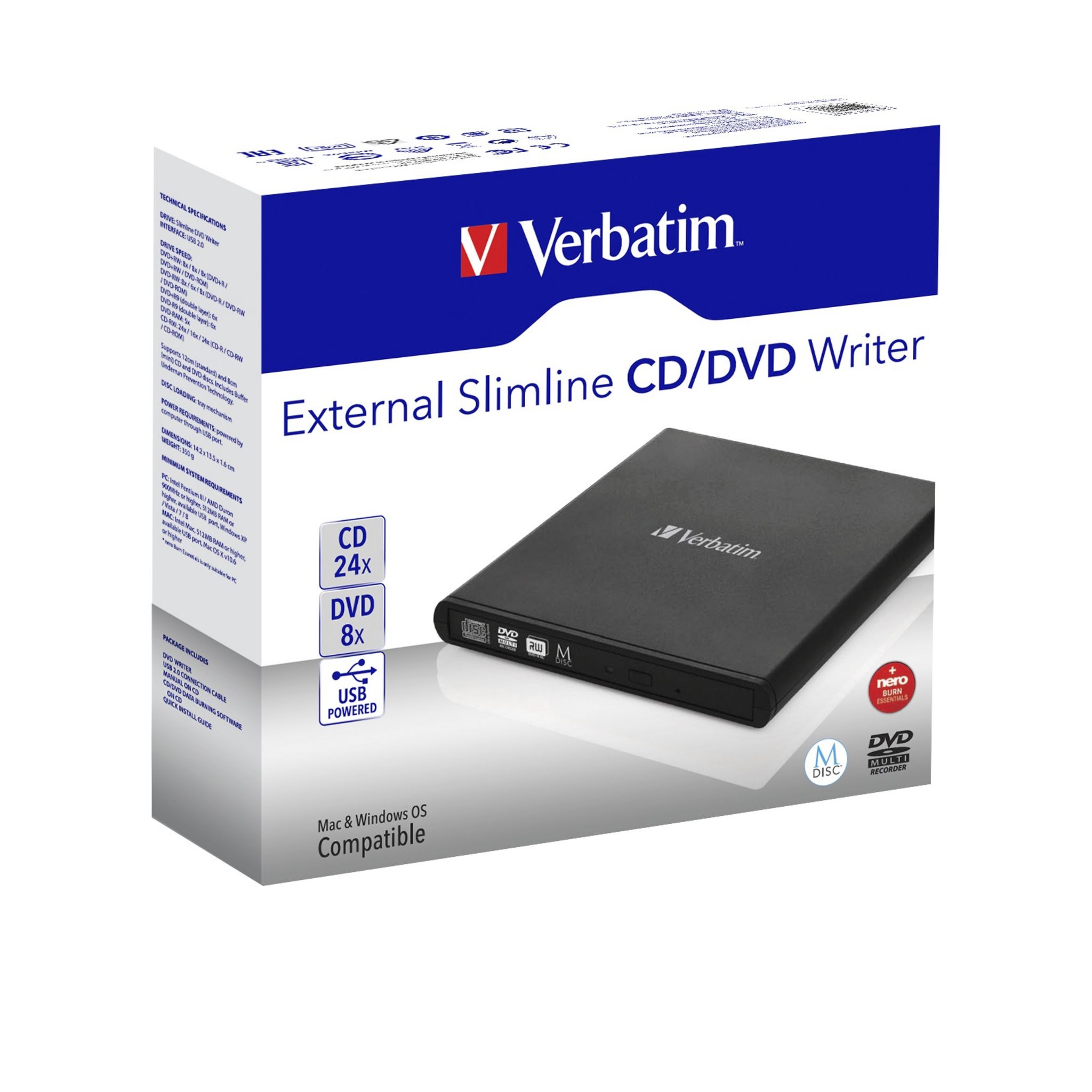 Voir la diapositive 4 : VERBATIM Graveur externe USB CD/DVD