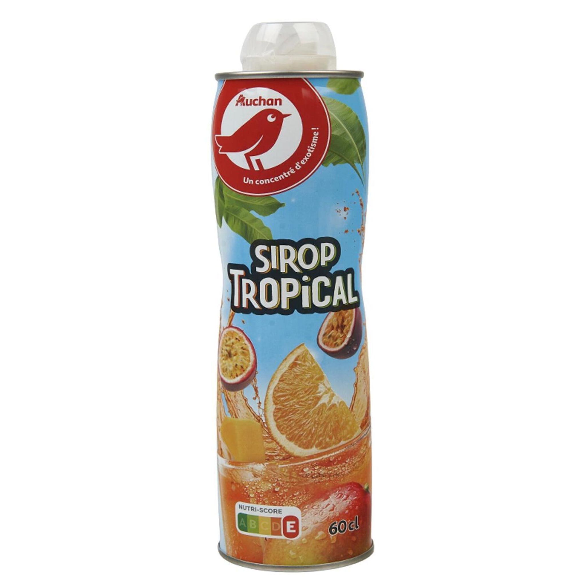 Voir la diapositive 3 : AUCHAN Sirop tropical bidon métal 60cl
