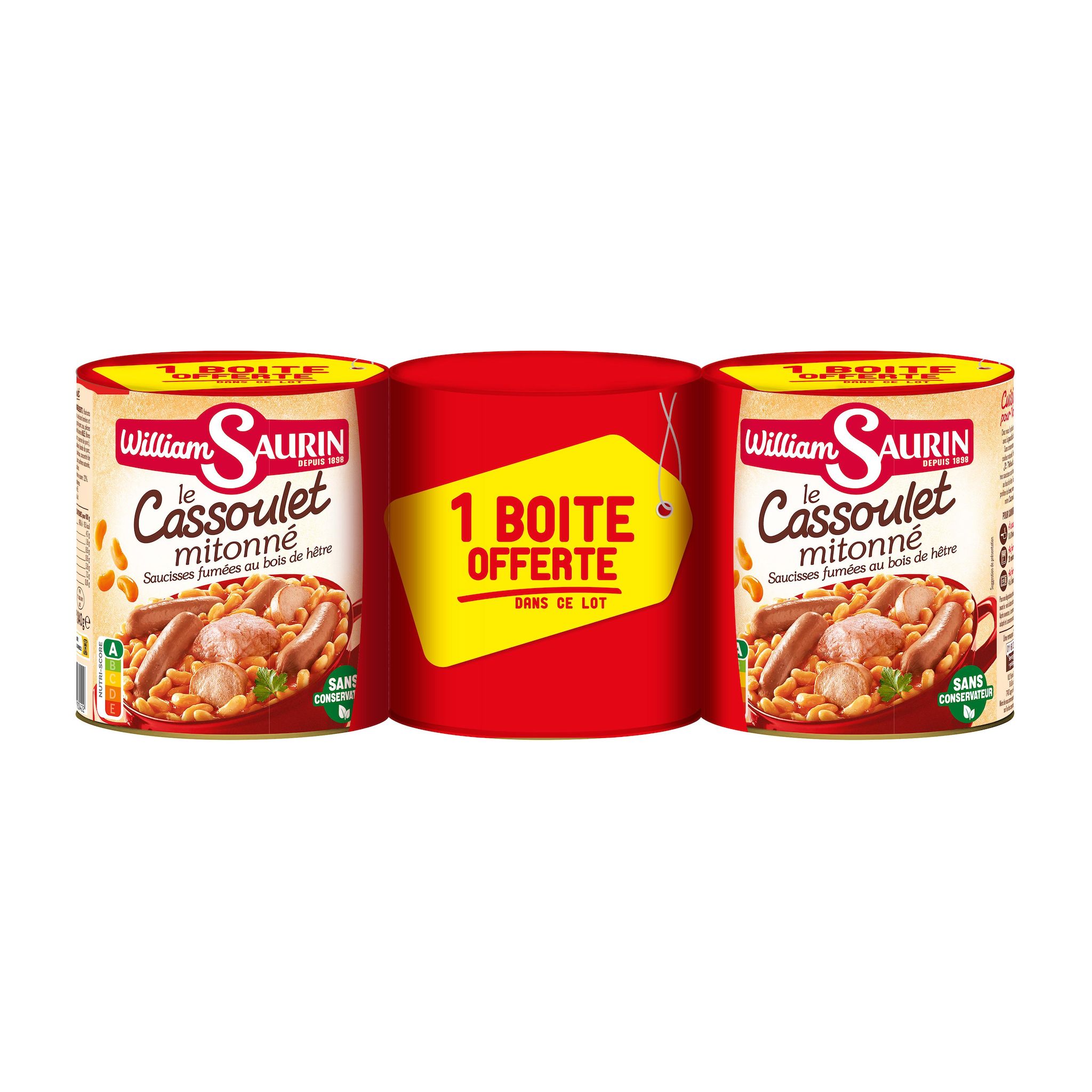 WILLIAM SAURIN Cassoulet mitonné sans colorant sans arôme artificiel 3x840g
