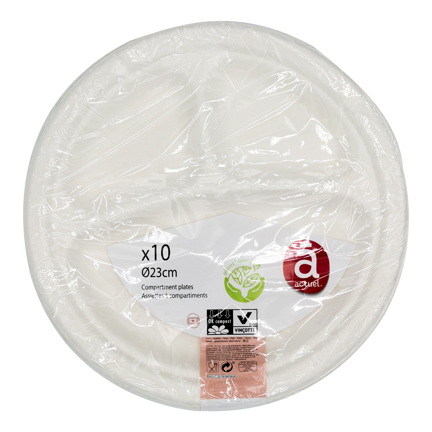 Voir la diapositive 1 : ACTUEL Lot de 10 assiettes en carton blanc à compartiments 30cm