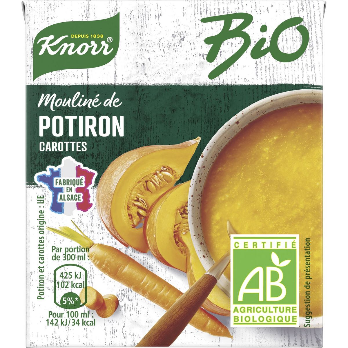 KNORR Mouliné de potiron carottes bio 1 personne 30cl