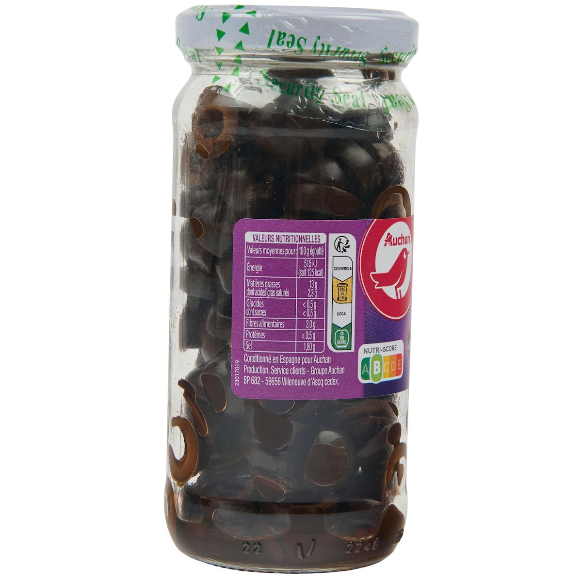 AUCHAN Olives noires en rondelles 105g