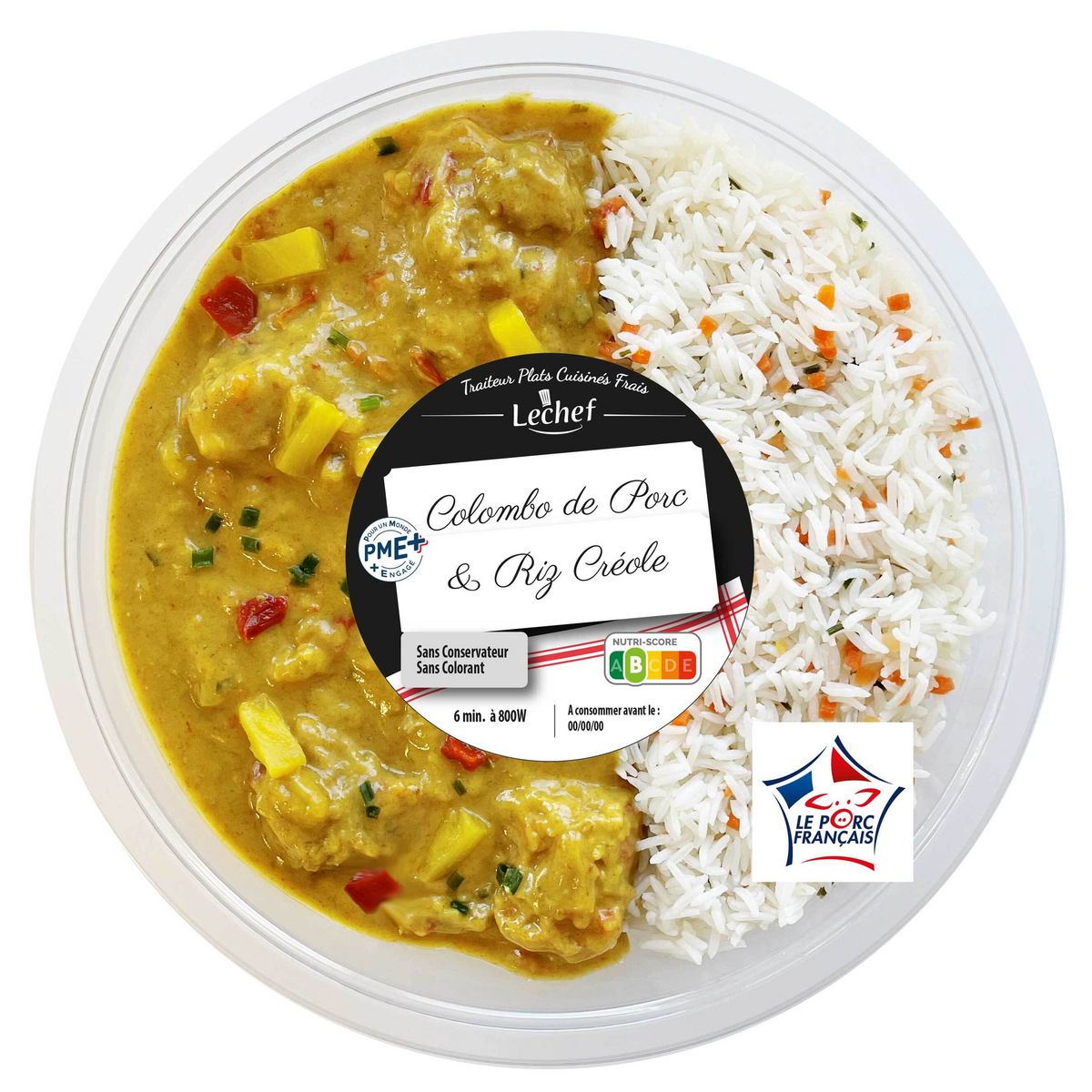 LECHEF Colombo de porc et riz créole 900g
