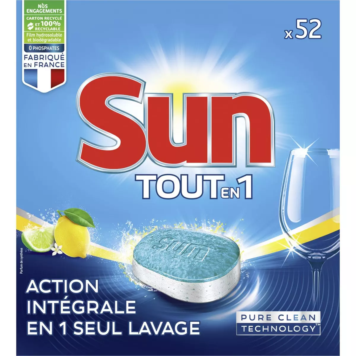SUN Tablettes lave-vaisslle tout-en-1 citron 52 tablettes