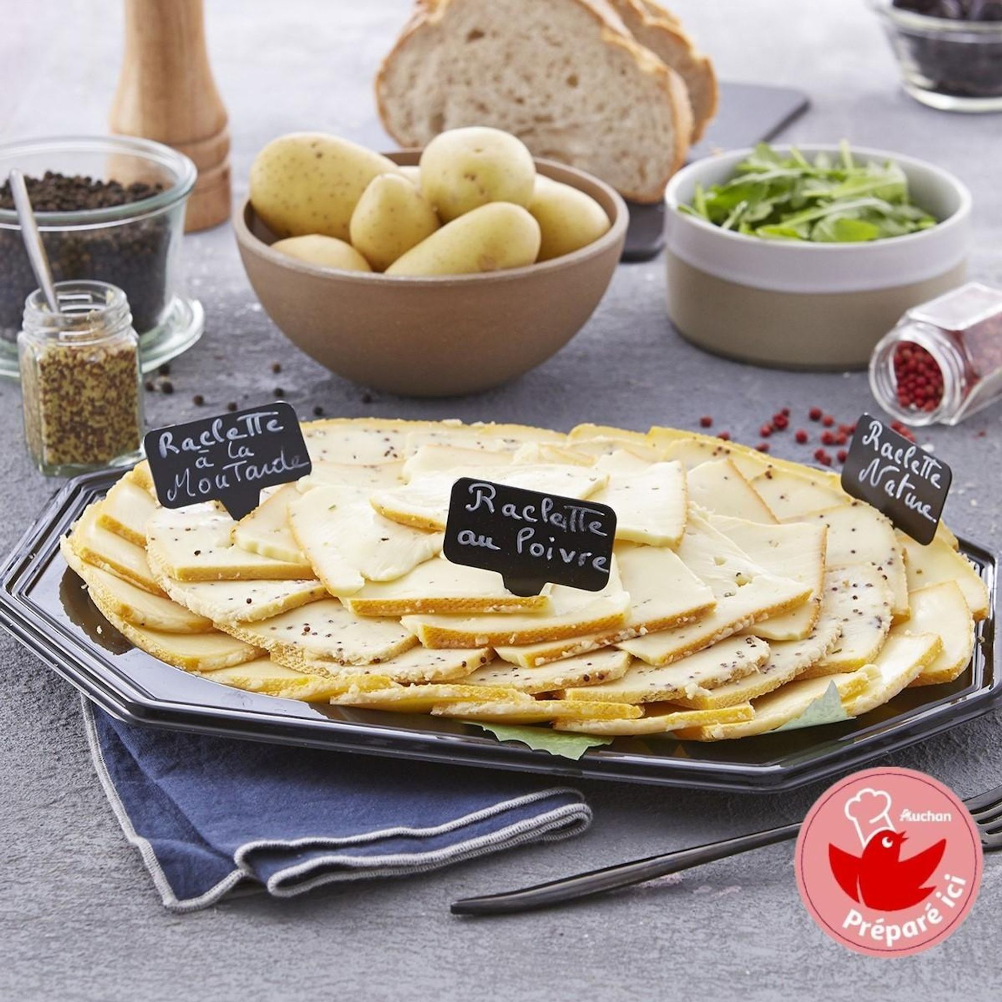 AUCHAN LE TRAITEUR Plateau de fromage à Raclette tradition 4 personnes 720g
