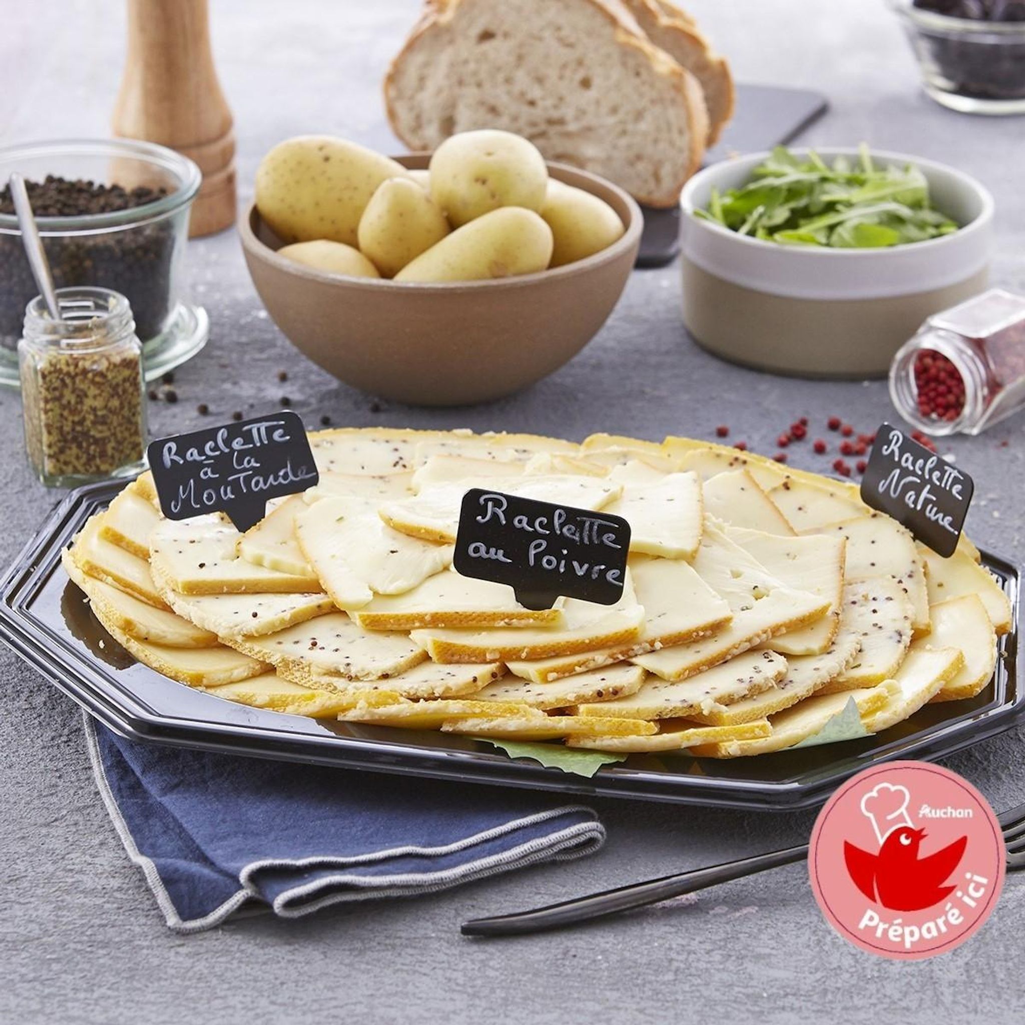 AUCHAN LE TRAITEUR Plateau de fromage à Raclette tradition 10 personnes 1800g