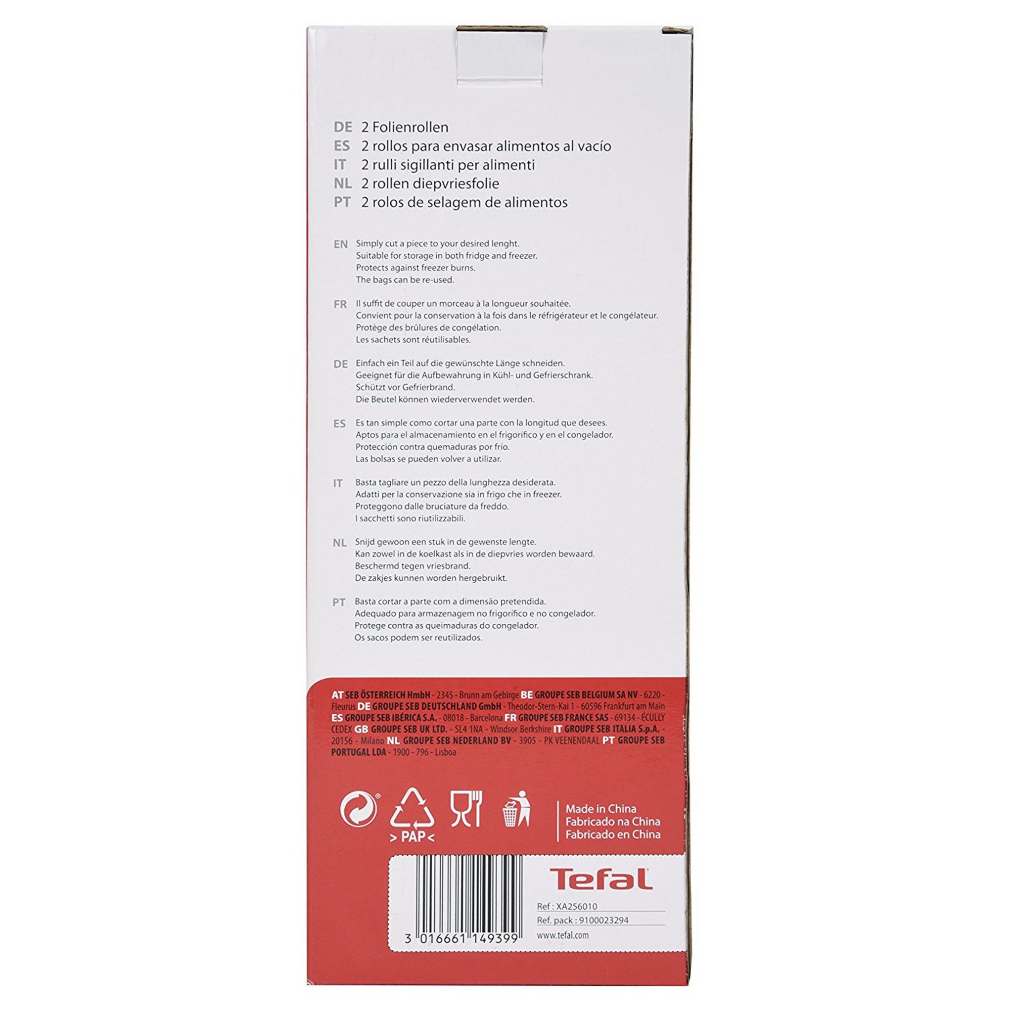 Voir la diapositive 2 : TEFAL Lot 2 rouleaux film congélation Vacupack XA256010