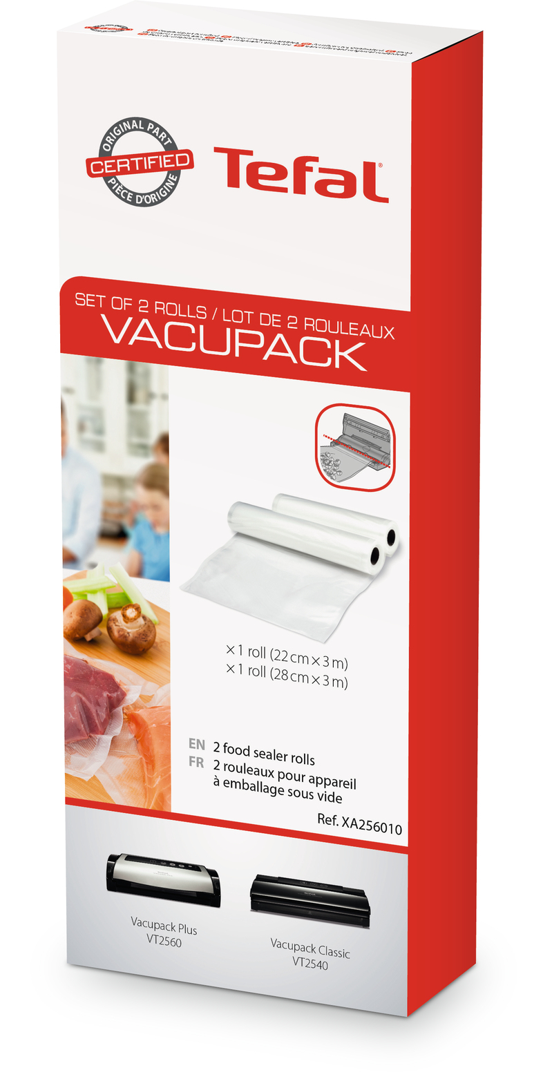 Voir la diapositive 3 : TEFAL Lot 2 rouleaux film congélation Vacupack XA256010
