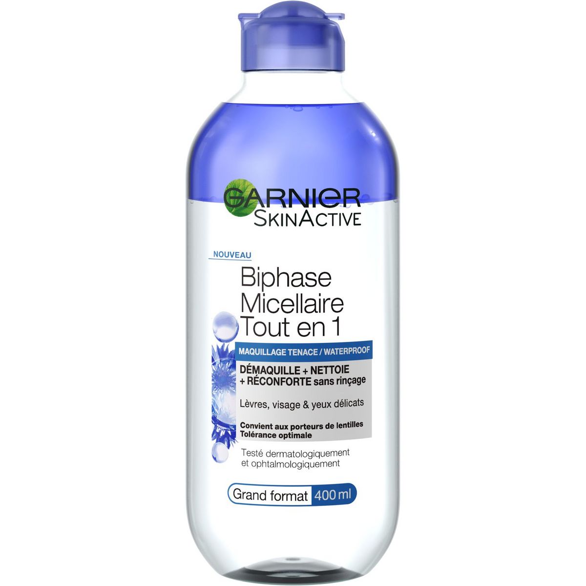 GARNIER SkinActive biphase micellaire tout en 1 maquillage tenace et waterproof 400ml