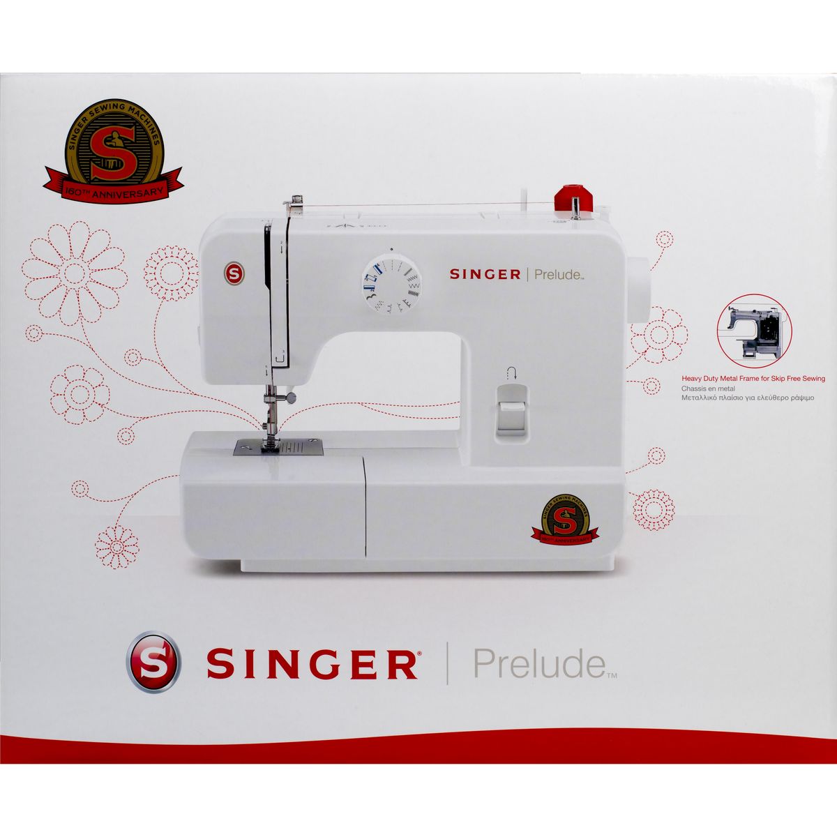 SINGER Machine à coudre Prélude + sac rouge Singer