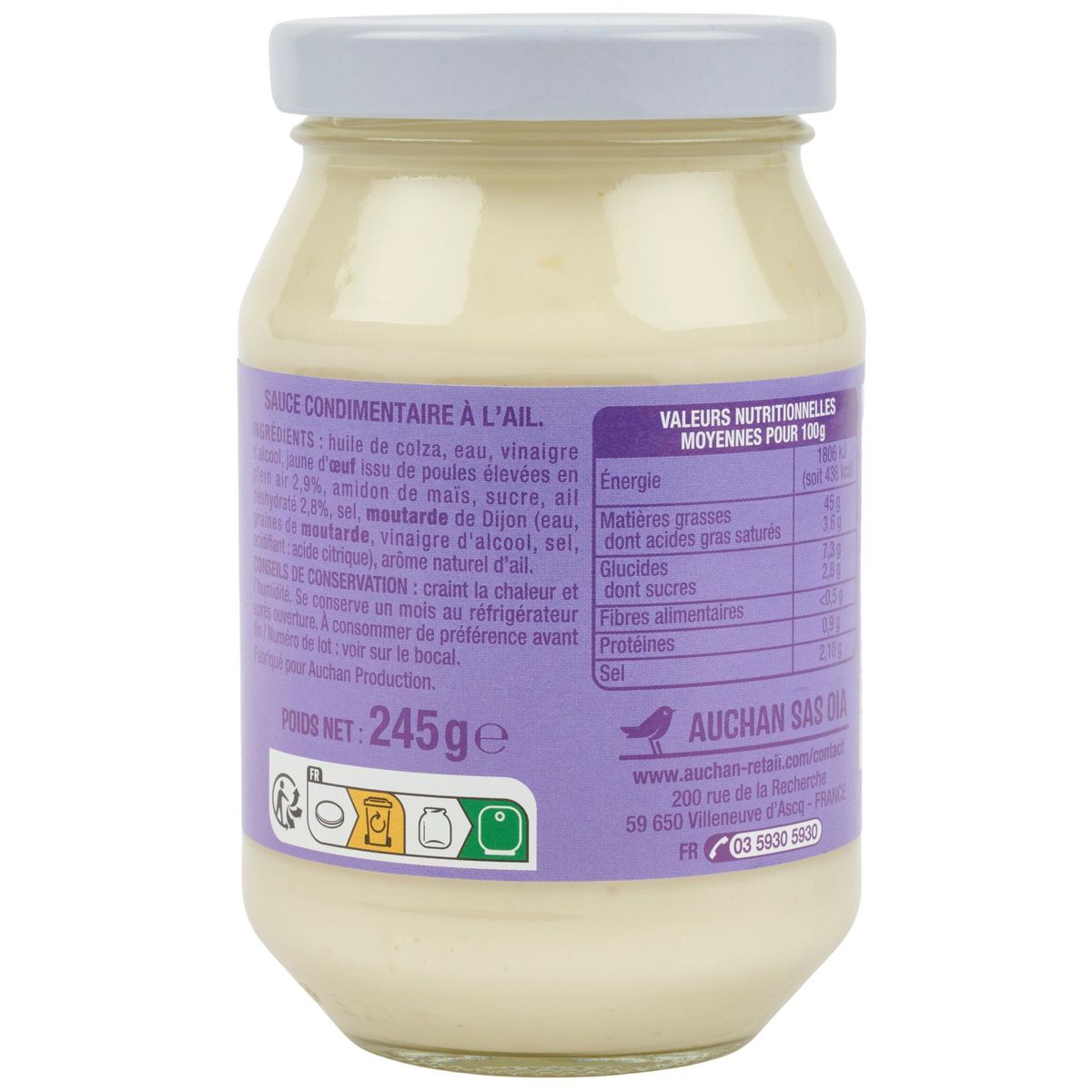AUCHAN Sauce aïoli 245g
