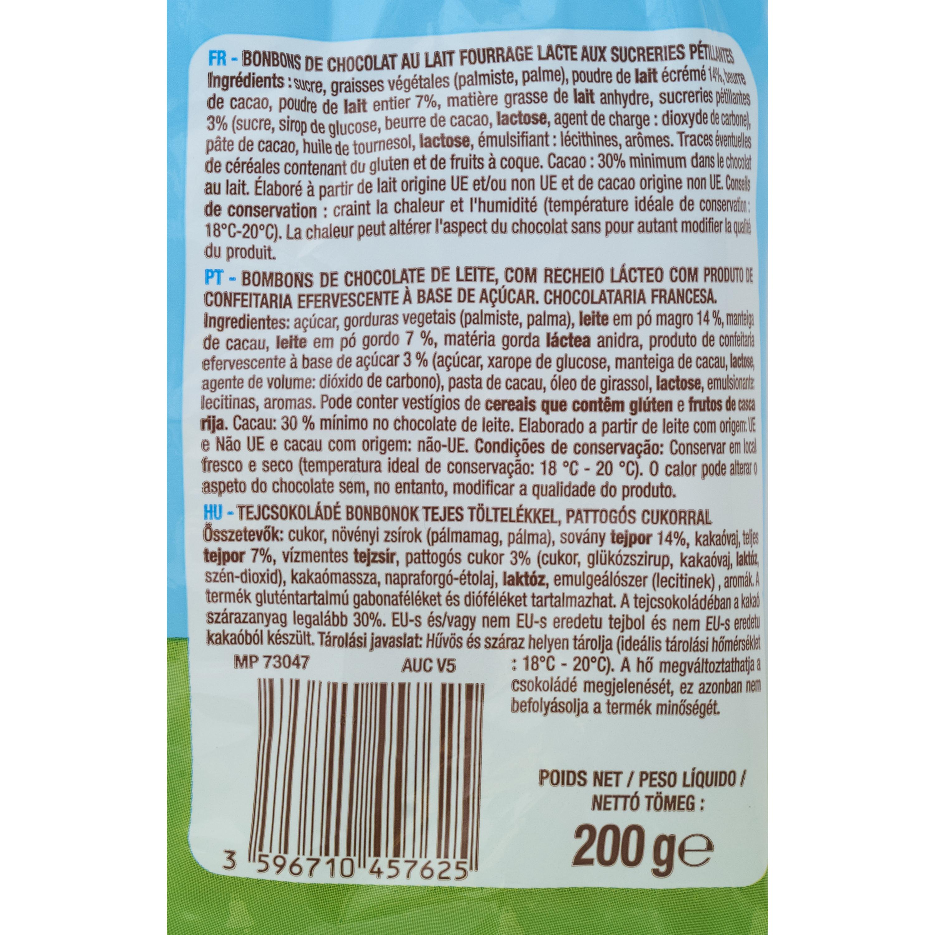 Voir la diapositive 2 : VENDOME Oeufs chocolat au lait et sucre pétillant 220g