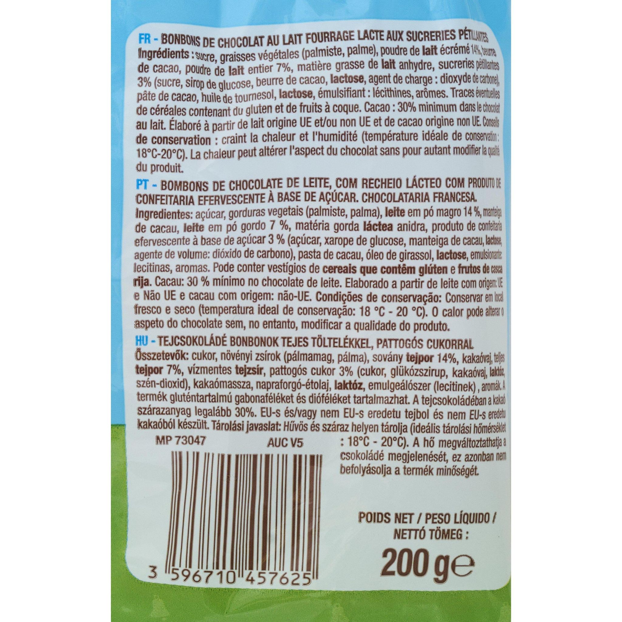 Voir la diapositive 4 : VENDOME Oeufs chocolat au lait et sucre pétillant 220g